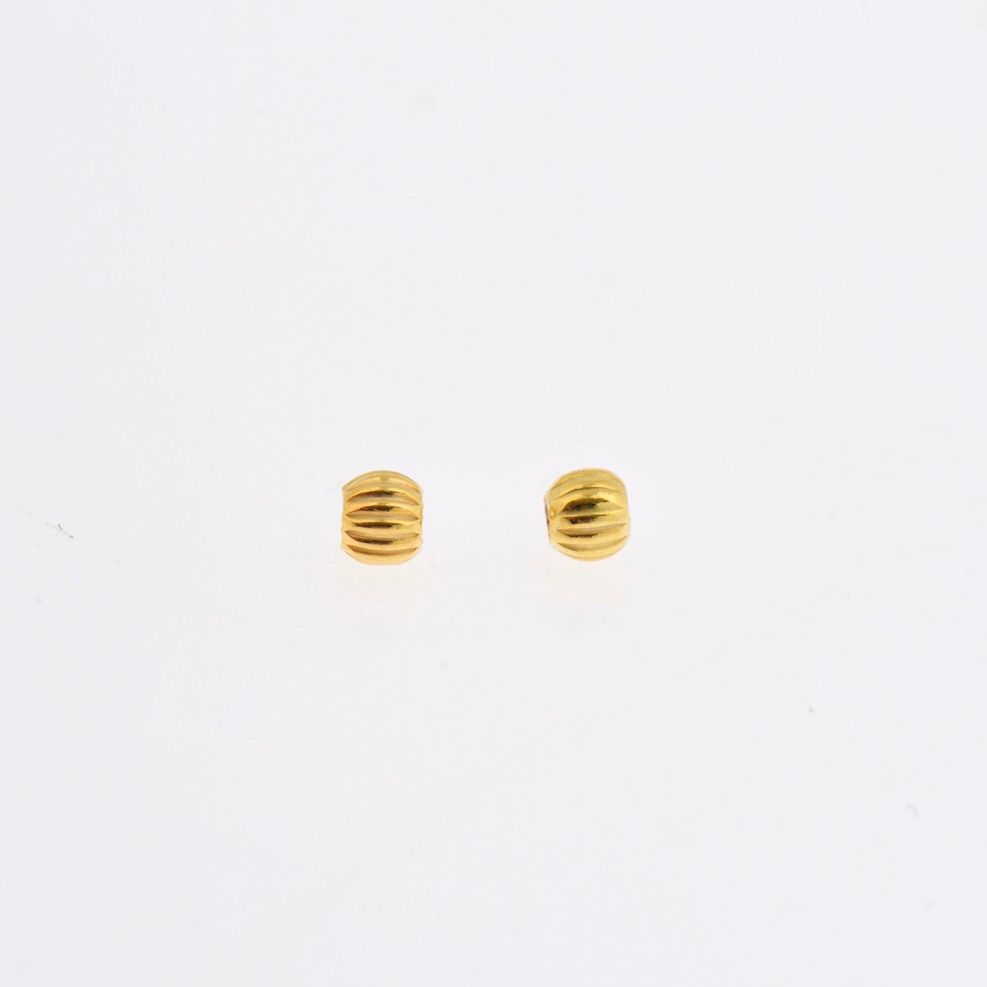 24K Gold 3mm Plated Seamless Round Beads, 925 Silver Corrugated Round Beads in Gold Vermeil, Round Seperator Beads, Jewelry Supplies, VM5A