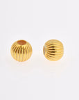 24K Gold 8mm Plated Seamless Round Beads, 925 Silver Corrugated Round Beads in Gold Vermeil, Round Seperator Beads, Jewelry Supplies, VM5F