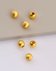 24K Gold Plated Seamless Round Beads, 925 Silver Corrugated Round Beads in Gold Vermeil, Round Seperator Beads, Jewelry Supplies, VM5 A-F