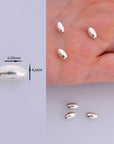 925 Sterling Silver 6.5x4mm Oval Beads, Rice Beads, Smooth Seamless Olive Beads, Barrel Shape Bracelet Spacer Beads, Jewelry Supplies, M1B