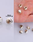 925 Silver Diamond Cut 8mm Round Beads, Sterling Silver Laser Multi Diamond Cut Beads, Moon Cut Spacer Beads, Jewelry Crafting Supplies, M2F