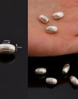 925 Silver 10x6mm Seamless Oval Beads, Silver Corrugated Oval Beads, Solid Olive Shape Beads, Barrel Shape Jewelry Crafting Supplies, M4D