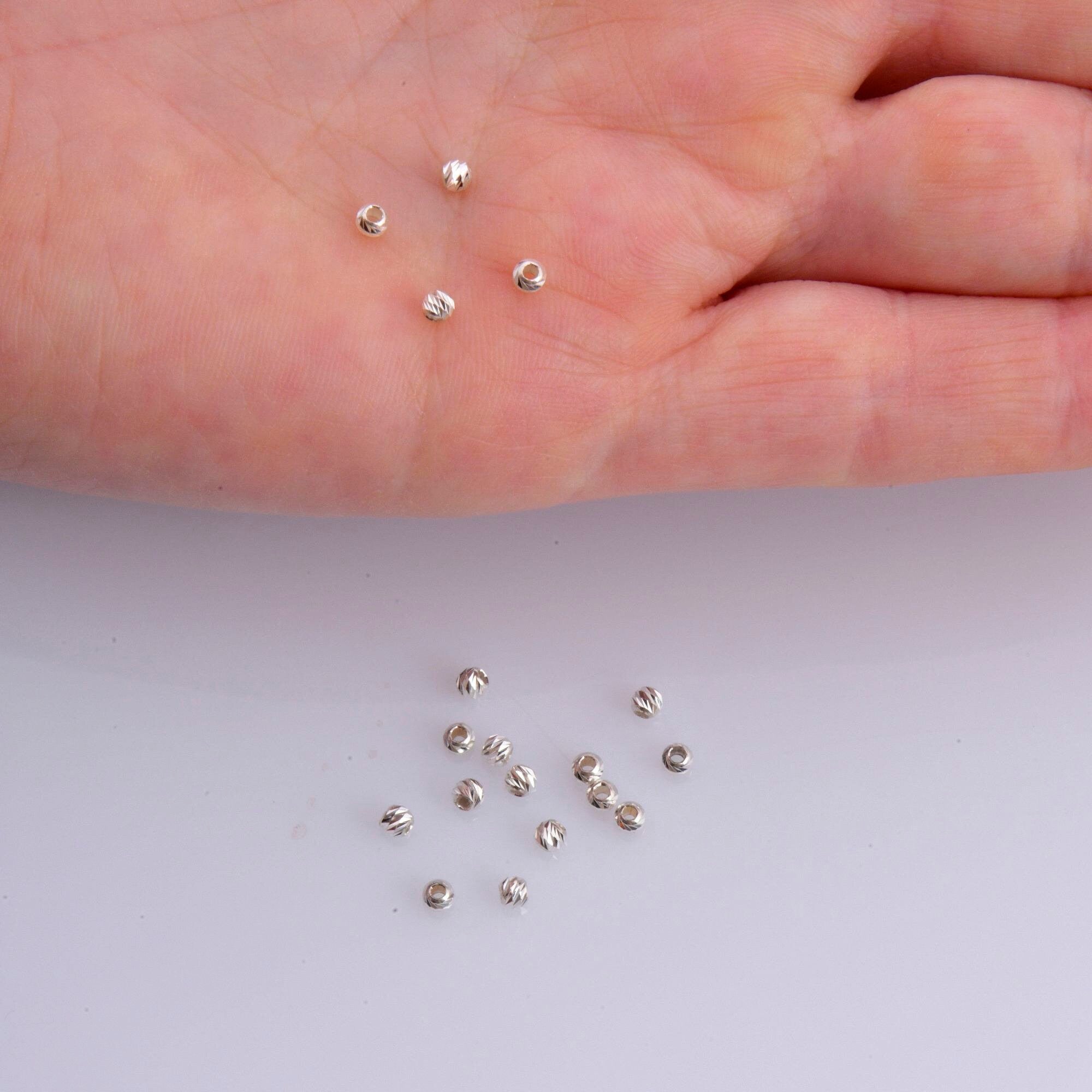 925 Silver Diamond Cut 2.5 mm Round Beads, Silver Laser Multi Diamond Cut Beads, Moon Cut Spacer Beads, Jewelry Crafting Supplies, M2A