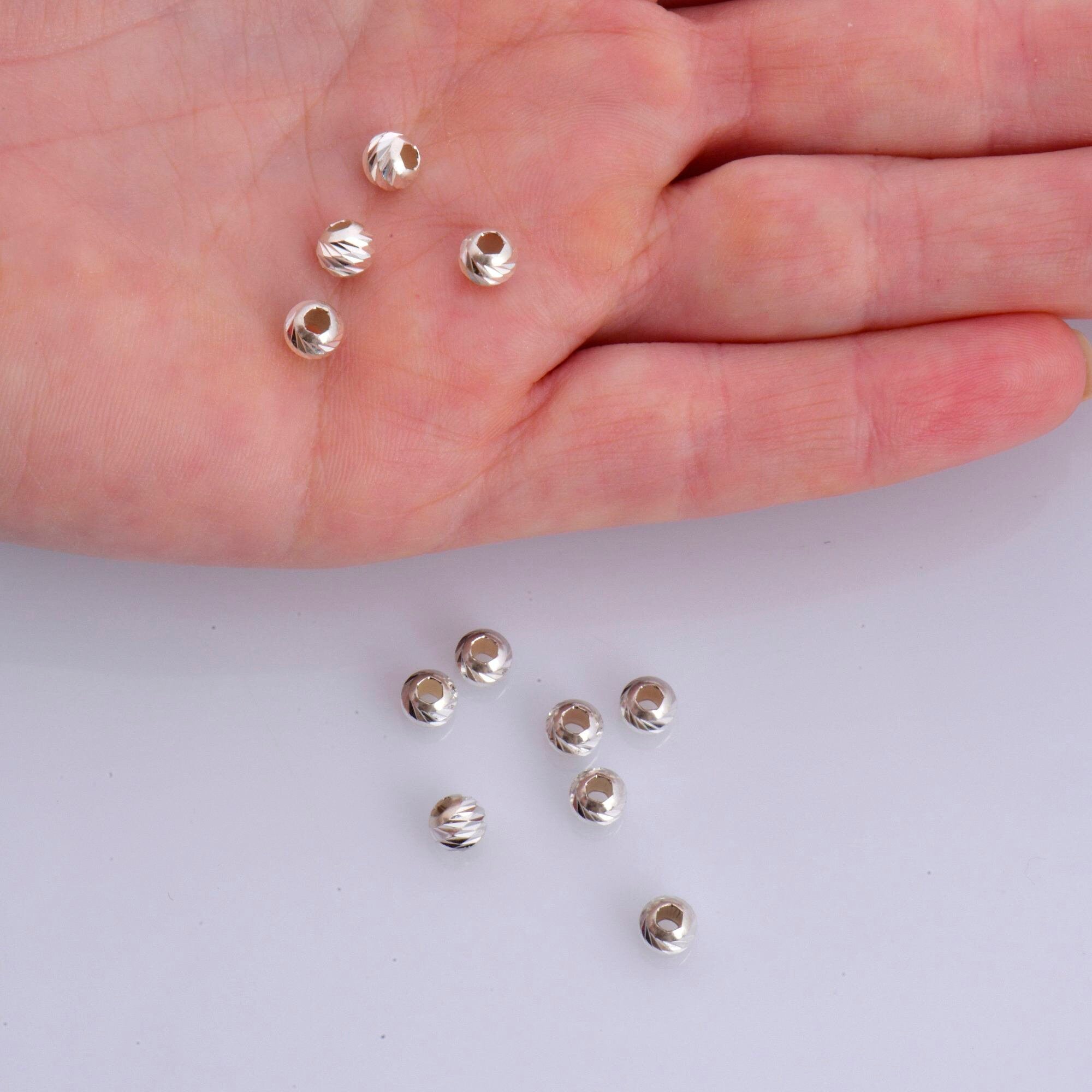 925 Silver Diamond Cut 5mm Round Beads, Sterling Silver Laser Multi Diamond Cut Beads, Moon Cut Spacer Beads, Jewelry Crafting Supplies, M2D