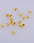 24K Gold Vermeil Diamond Cut 3 mm Round Beads, Silver Laser Multi Diamond Cut Beads in 24K, Moon Cut Spacer Beads, Jewelry Supplies, VM2B