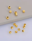 24K Gold Vermeil Diamond Cut 3 mm Round Beads, Silver Laser Multi Diamond Cut Beads in 24K, Moon Cut Spacer Beads, Jewelry Supplies, VM2B