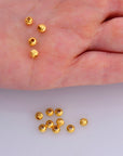 24K Gold Vermeil Diamond Cut 4mm Round Beads, Silver Laser Multi Diamond Cut Beads in 24K, Moon Cut Spacer Beads, Jewelry Supplies, VM2C