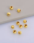 24K Gold Vermeil Diamond Cut 5mm Round Beads, Silver Laser Multi Diamond Cut Beads in 24K, Moon Cut Spacer Beads, Jewelry Supplies, VM2D