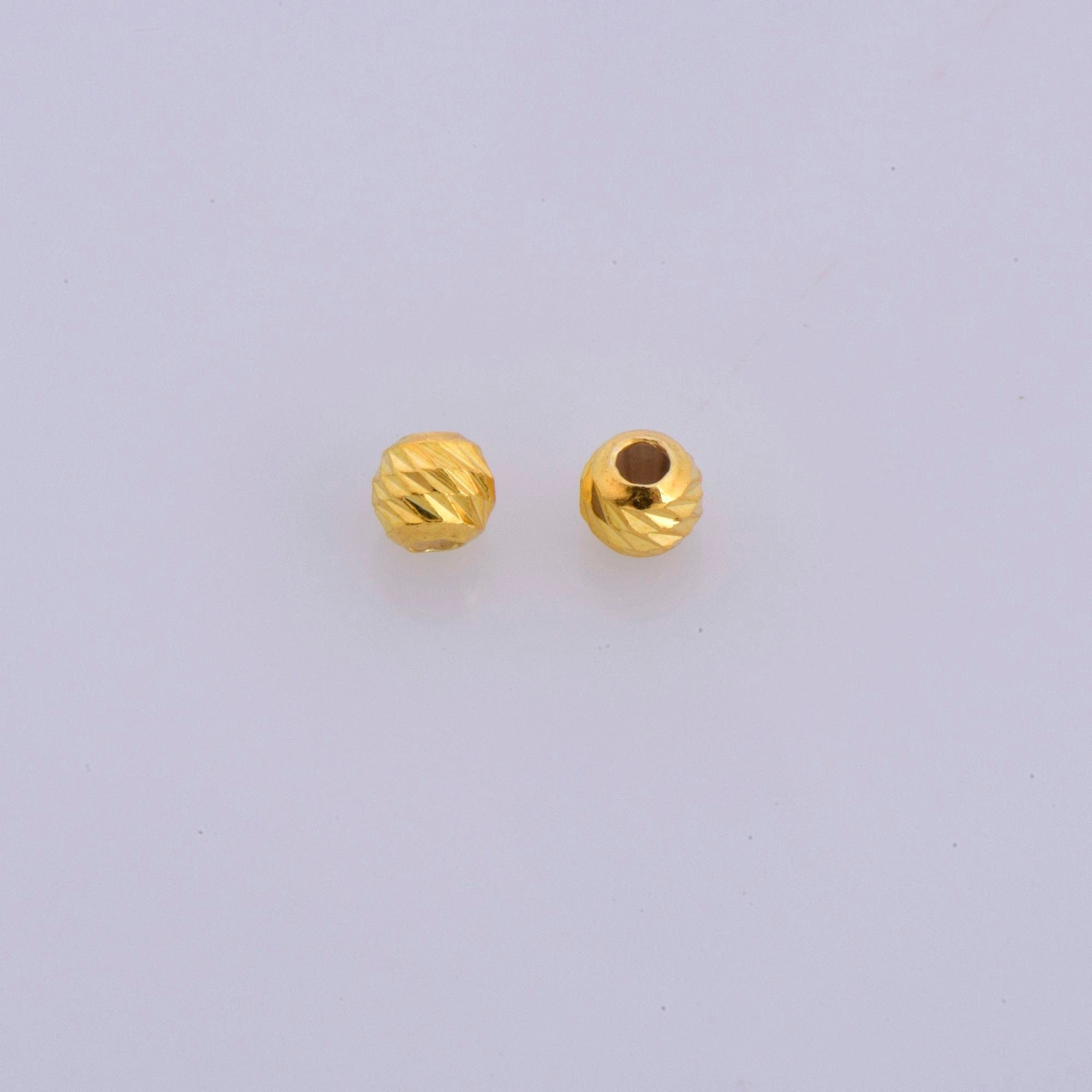 24K Gold Vermeil Diamond Cut 5mm Round Beads, Silver Laser Multi Diamond Cut Beads in 24K, Moon Cut Spacer Beads, Jewelry Supplies, VM2D