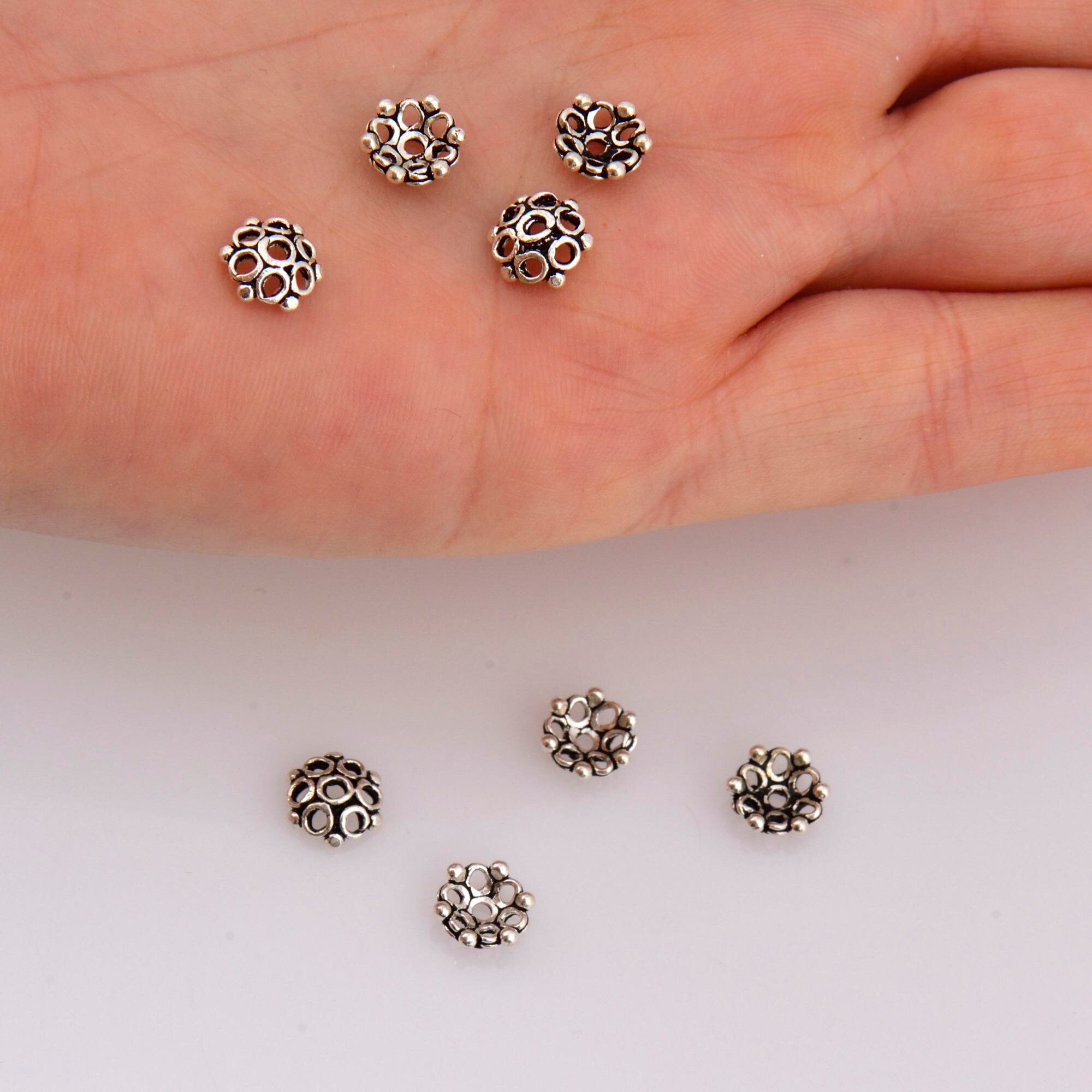 925 Sterling Silver & 24K Gold Vermeil Flower Bead Caps, Bead Caps, Gold Bead Caps, Silver Spacer Bead Caps, Jewelry Crafting, M/VM6A-B