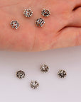 925 Sterling Silver & 24K Gold Vermeil Flower Bead Caps, Bead Caps, Gold Bead Caps, Silver Spacer Bead Caps, Jewelry Crafting, M/VM6A-B