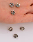 925 Sterling Silver 8-9mm Flower Bead Caps, Solid Silver Bead Caps, Flower Bead Caps, Oxidized Spacer Bead Cap, Jewelry Crafting Supply, M6B
