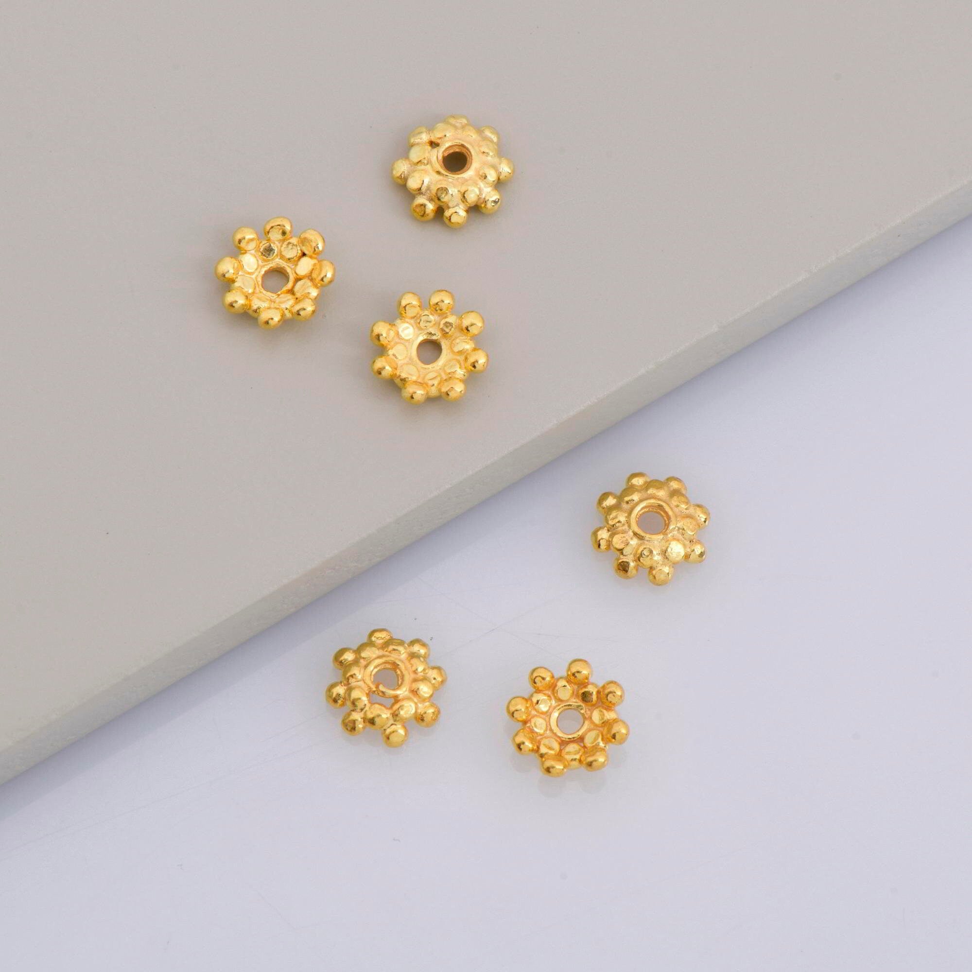 24K Gold Vermeil 7.5mm Bead Caps, Gold Plated Bead Caps, 925 Solid Silver Bead Caps in Gold, Spacer Bead Caps, Jewelry Craft Supply, VM7