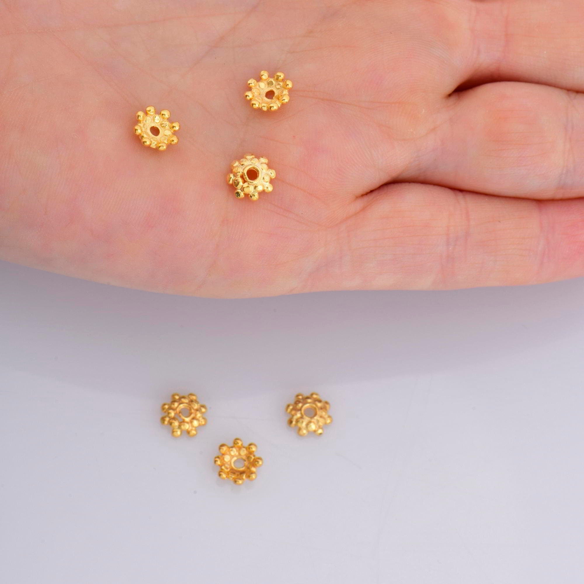 24K Gold Vermeil 7.5mm Bead Caps, Gold Plated Bead Caps, 925 Solid Silver Bead Caps in Gold, Spacer Bead Caps, Jewelry Craft Supply, VM7