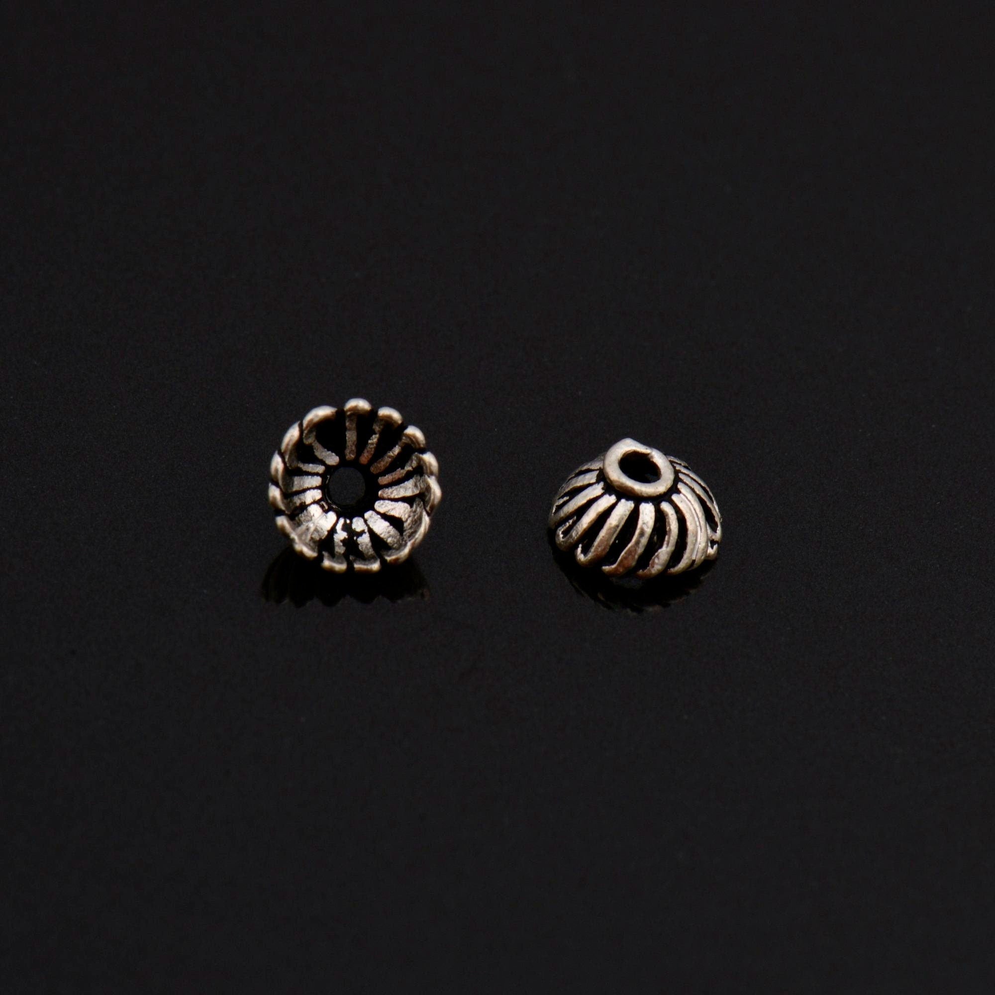 925 Sterling Silver 6mm Bead Caps, Silver Bead Caps, Oxidized Solid Silver Bead Caps, Jewelry Spacer Bead Caps, Jewelry Craft Supply, M8A