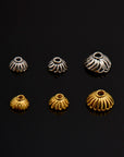 925 Sterling Silver & 24K Gold Vermeil 6mm to 8.5mm Bead Caps, Silver Bead Caps in Gold, Gold Plated Bead Caps, Spacer Bead Caps, V/M8A-B-C