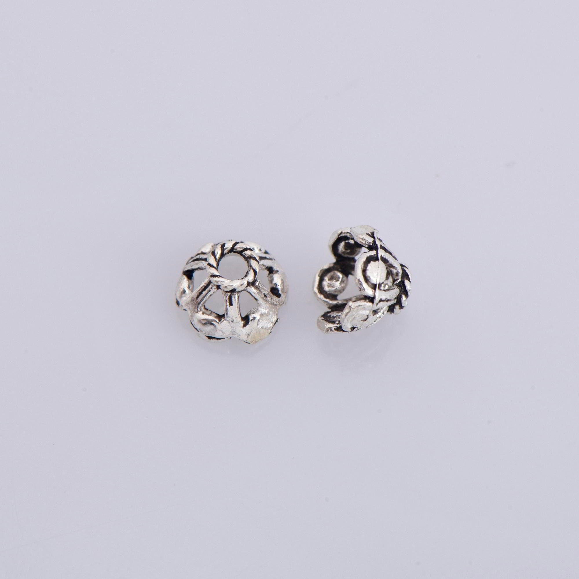 925 Sterling Silver 6.5mm Bead Caps, Silver Bead Caps, Oxidized Solid Silver Bead Caps, Jewelry Spacer Bead Caps, Jewelry Craft Supply, M9