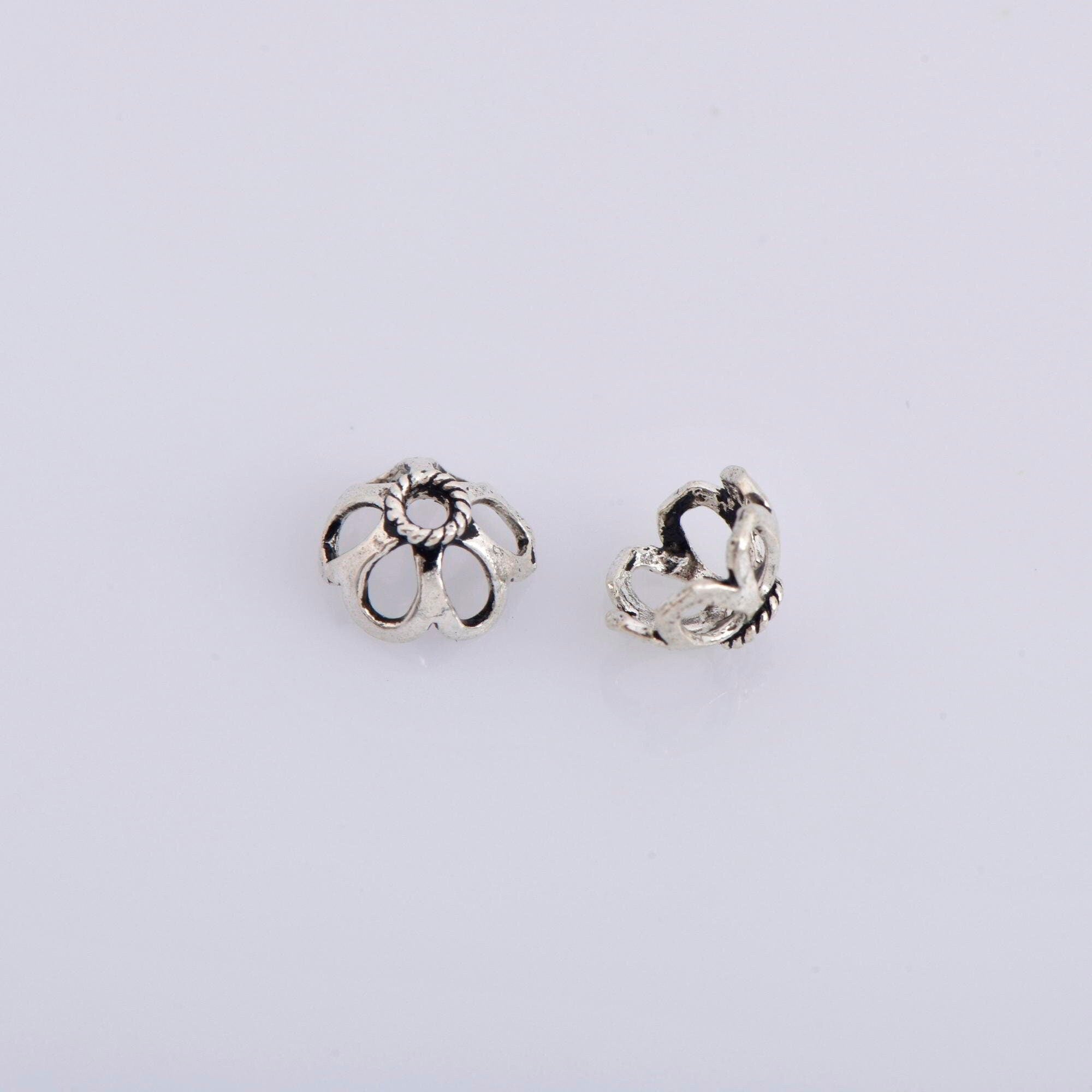 925 Sterling Silver 7.5mm Bead Caps, Silver Bead Caps, Oxidized Solid Silver Bead Caps, Jewelry Spacer Bead Caps, Jewelry Craft Supply, M10