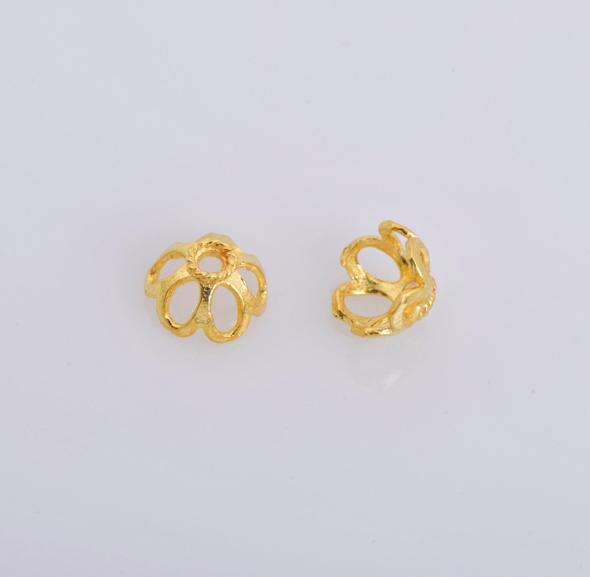 24K Gold Vermeil 7.5mm Bead Caps, Gold Plated Bead Caps, 925 Silver Solid Bead Caps in Gold, Spacer Bead Caps, Jewelry Craft Supply, VM10