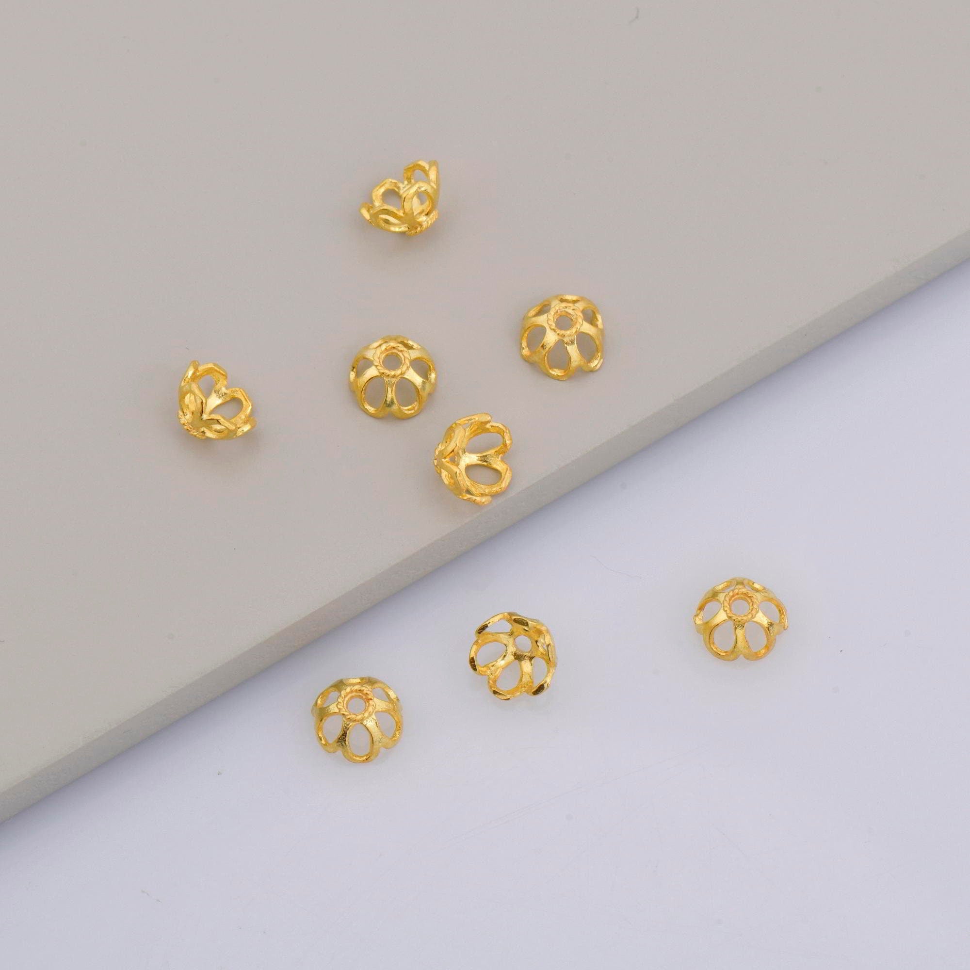 925 Sterling Silver & 24K Gold Vermeil 7.5mm Bead Caps, Silver Bead Caps in Gold, Gold Plated Bead Caps, Jewelry Spacer Bead Caps, VM10/M10