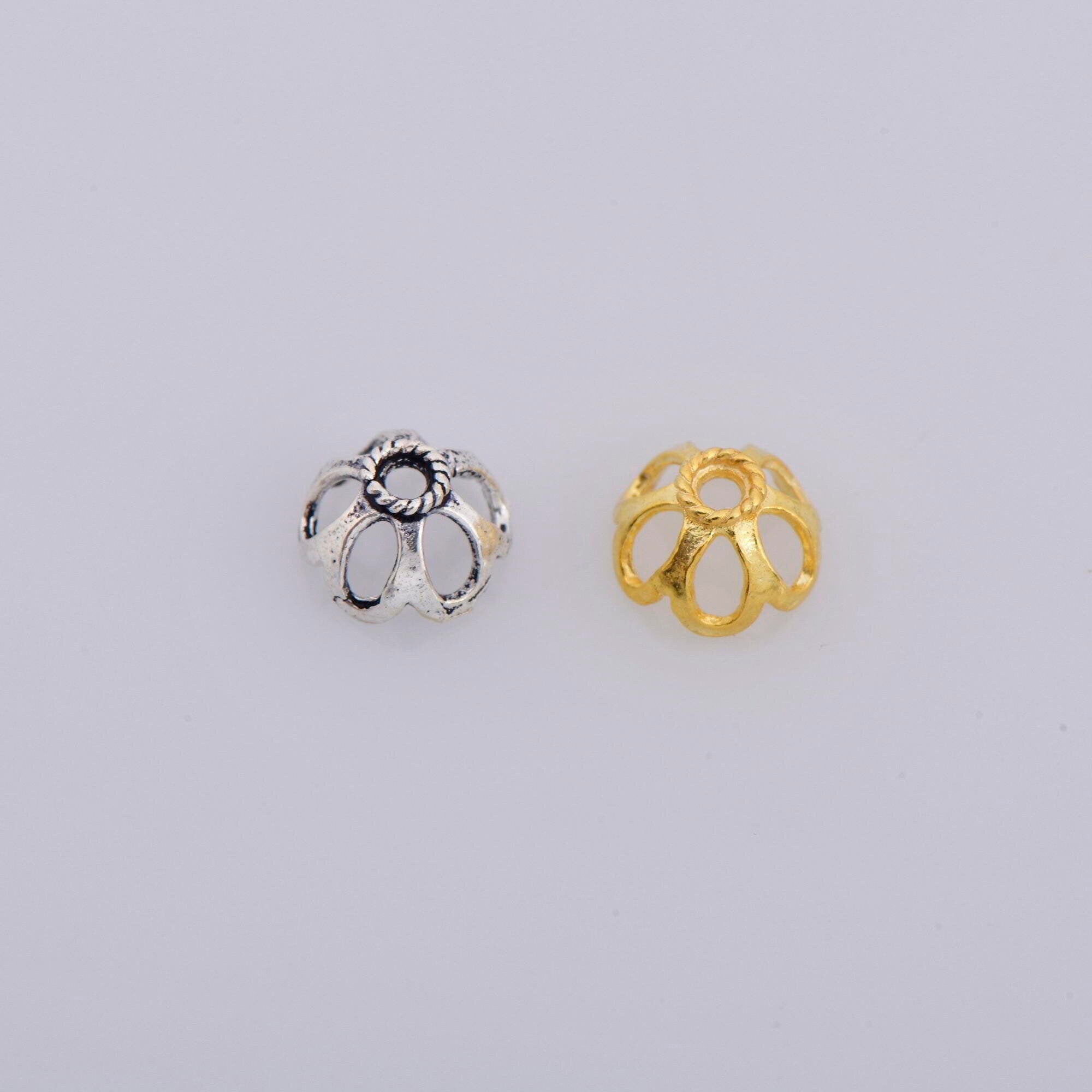 925 Sterling Silver & 24K Gold Vermeil 7.5mm Bead Caps, Silver Bead Caps in Gold, Gold Plated Bead Caps, Jewelry Spacer Bead Caps, VM10/M10