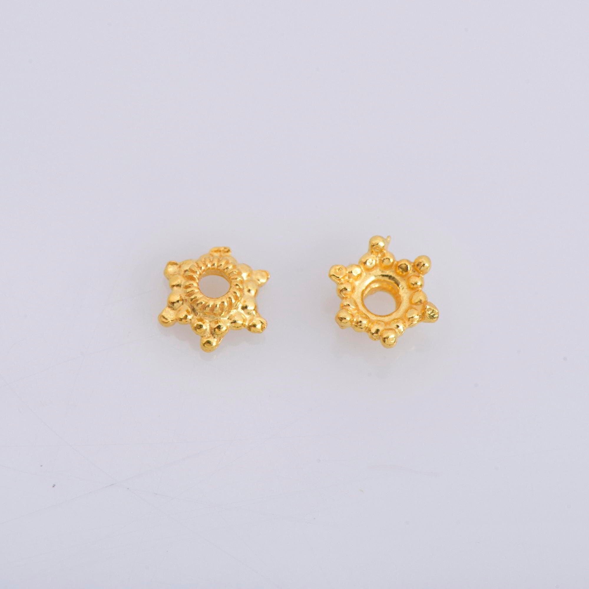 24K Gold Vermeil 7mm Bead Caps, Gold Plated Bead Caps, 925 Solid Silver Bead Caps in Gold, Spacer Bead Caps, Jewelry Craft Supply, VM11