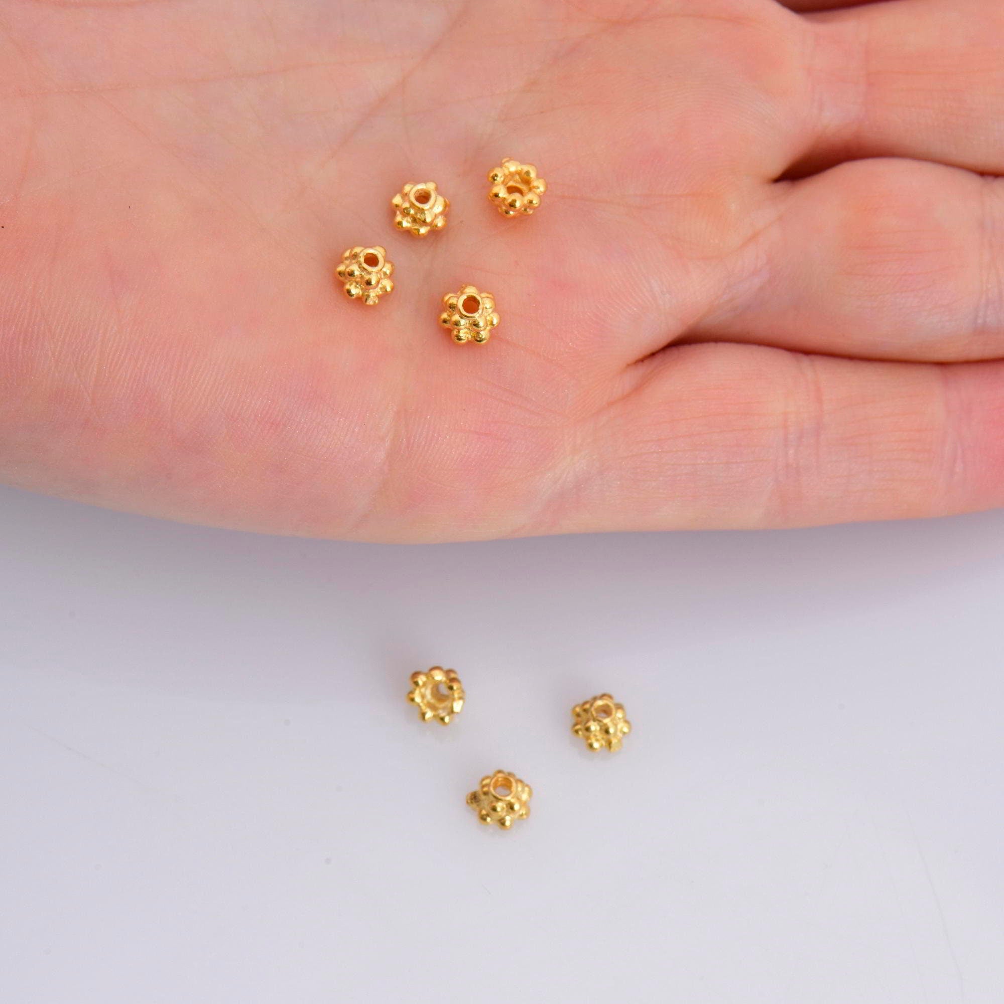 24K Gold Vermeil 5mm Bead Caps, Gold Plated Bead Caps, 925 Solid Silver Bead Caps in gold, Spacer Bead Caps, Jewelry Craft Supply, VM13
