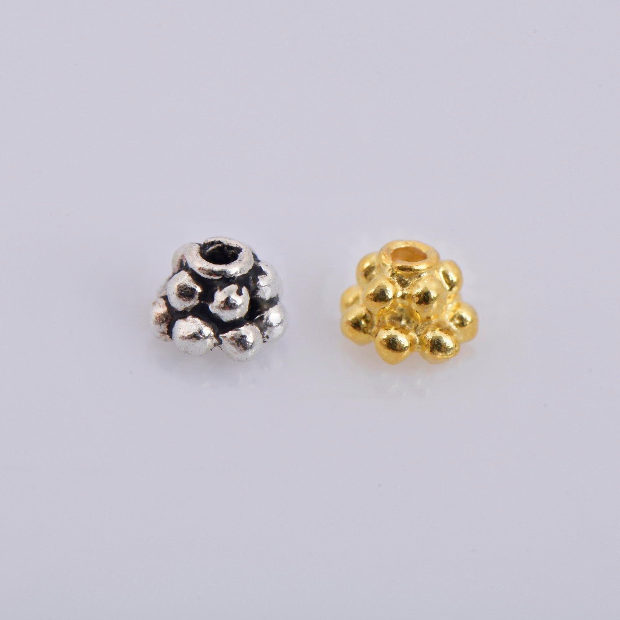 925 Sterling Silver & 24K Gold Vermeil 5mm Bead Caps, Silver Bead Caps in Gold, Gold Plated Bead Caps, Jewelry Spacer Bead Caps, VM13/M13
