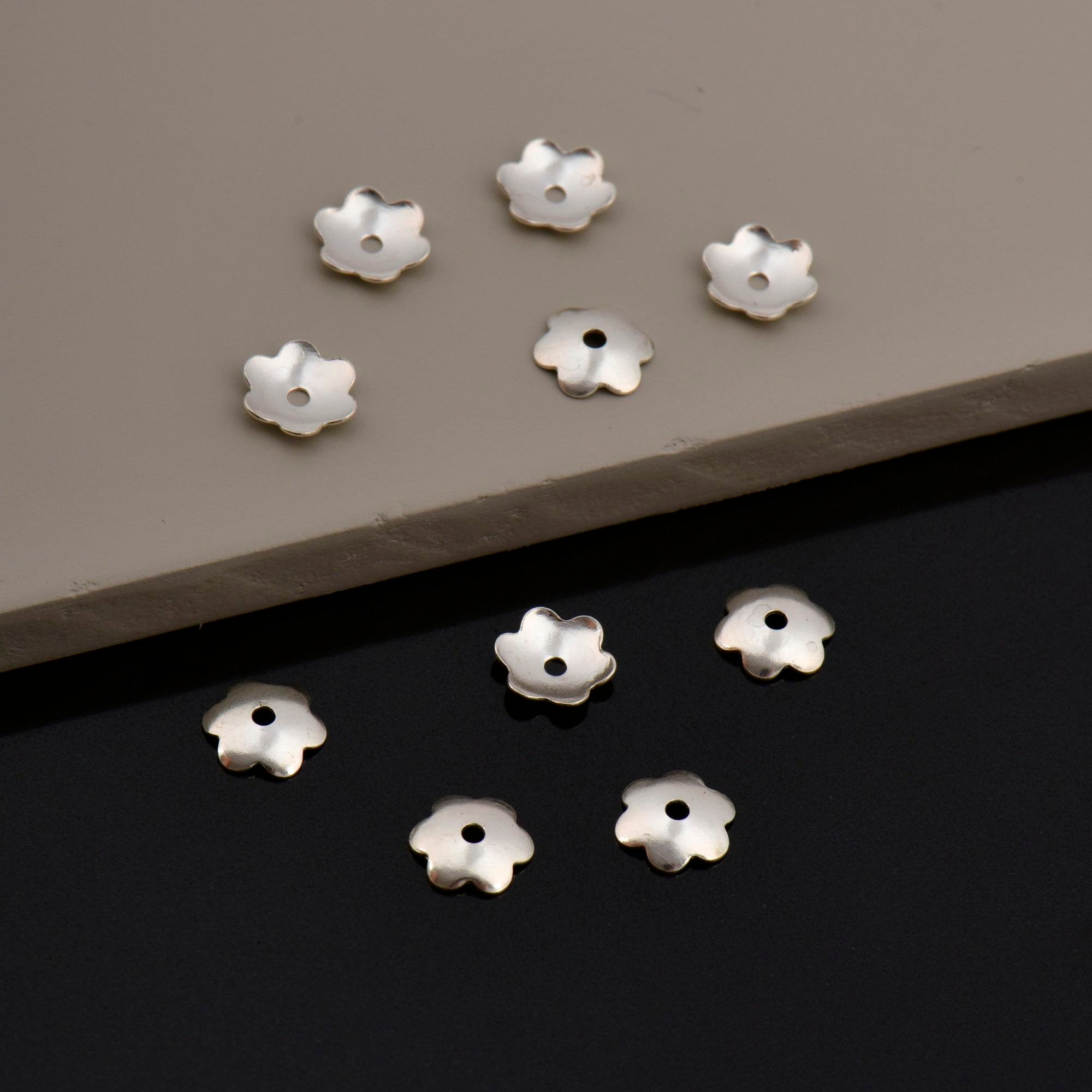 925 Sterling Silver 6.5mm Plain Bead Caps, Silver Shiny Plain Bead Caps, Oxidized Smooth Bead Caps, Jewelry Spacer Bead Caps, M14C