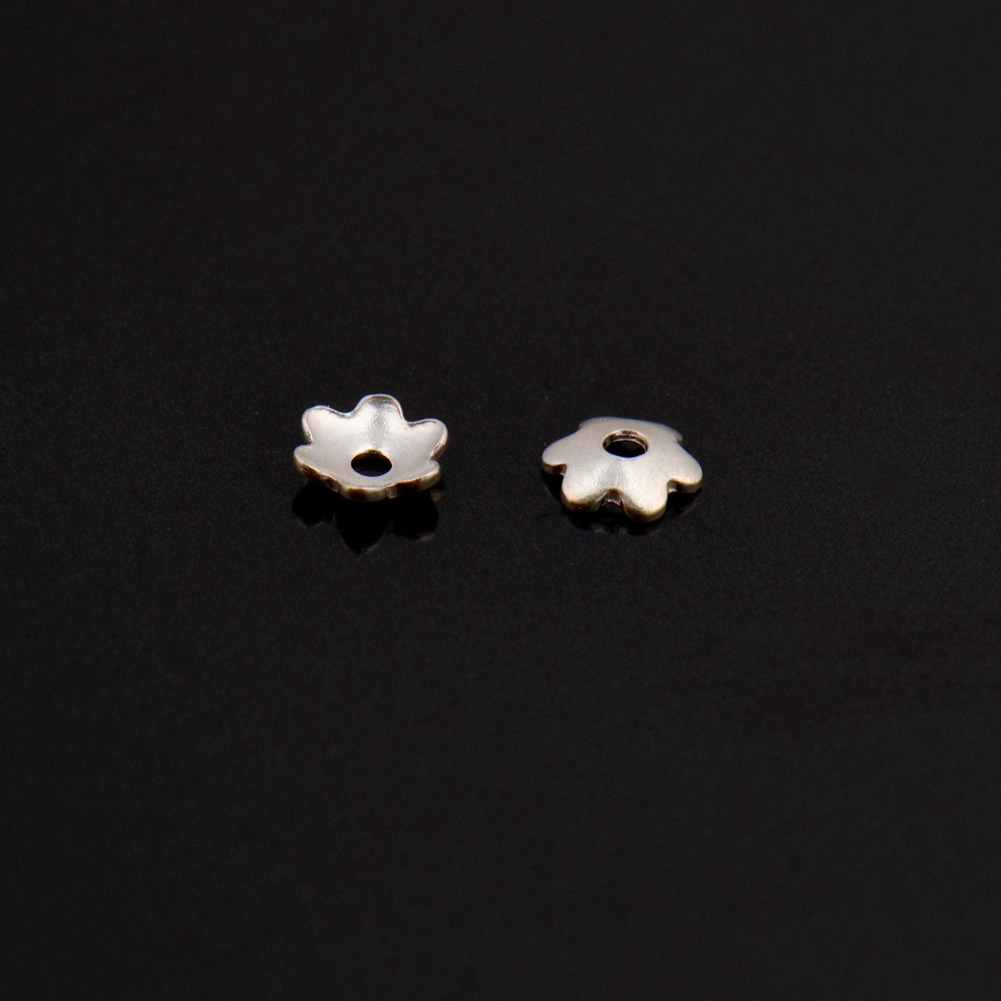 925 Sterling Silver 4mm Plain Bead Caps, Silver Shiny Plain Bead Caps, Oxidized Smooth Silver Bead Caps, Jewelry Supply, M14A