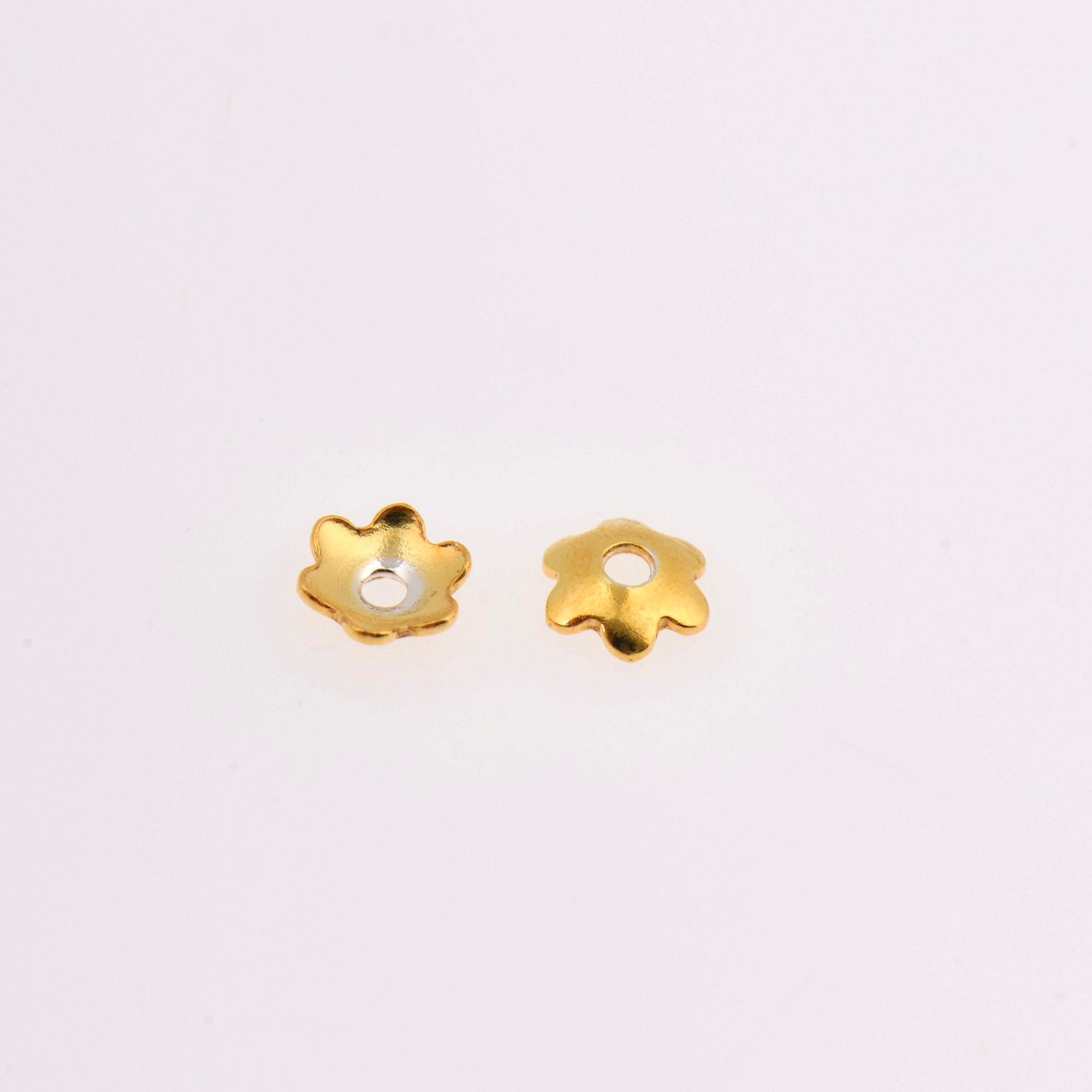 24K Gold Vermeil 4mm Plain Bead Caps, Gold Plated Shiny Plain Bead Caps, 925 Silver Bead Caps in Gold, Jewelry Spacer Bead Caps, VM14A