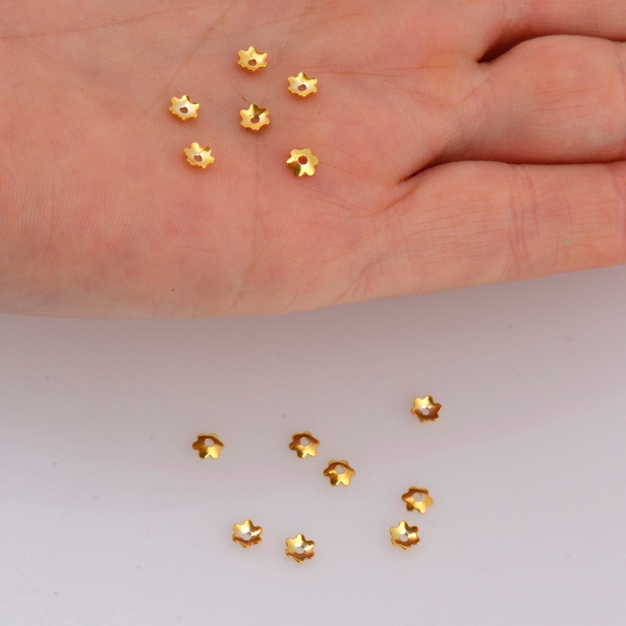 24K Gold Vermeil 4mm Plain Bead Caps, Gold Plated Shiny Plain Bead Caps, 925 Silver Bead Caps in Gold, Jewelry Spacer Bead Caps, VM14A