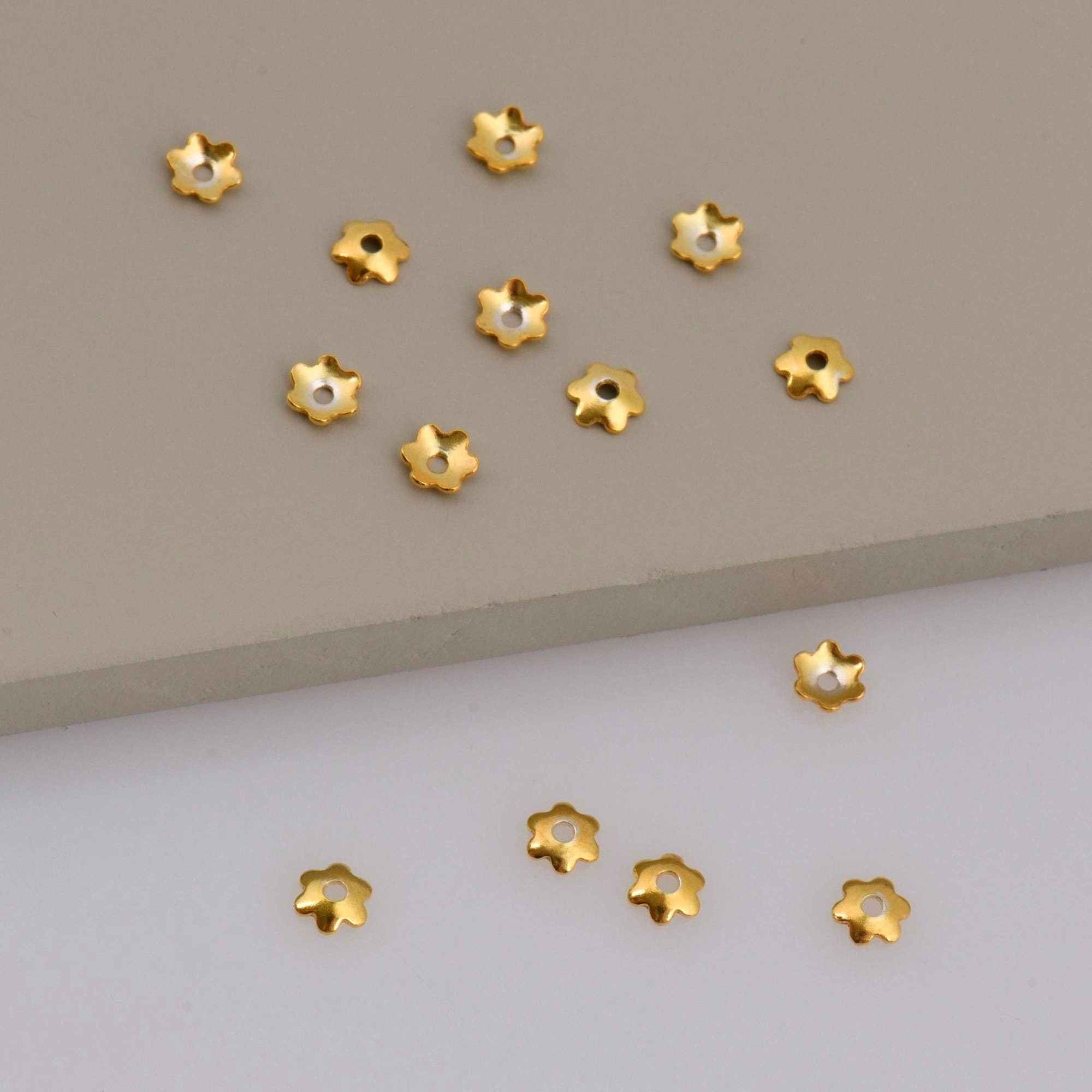 24K Gold Vermeil 4mm Plain Bead Caps, Gold Plated Shiny Plain Bead Caps, 925 Silver Bead Caps in Gold, Jewelry Spacer Bead Caps, VM14A