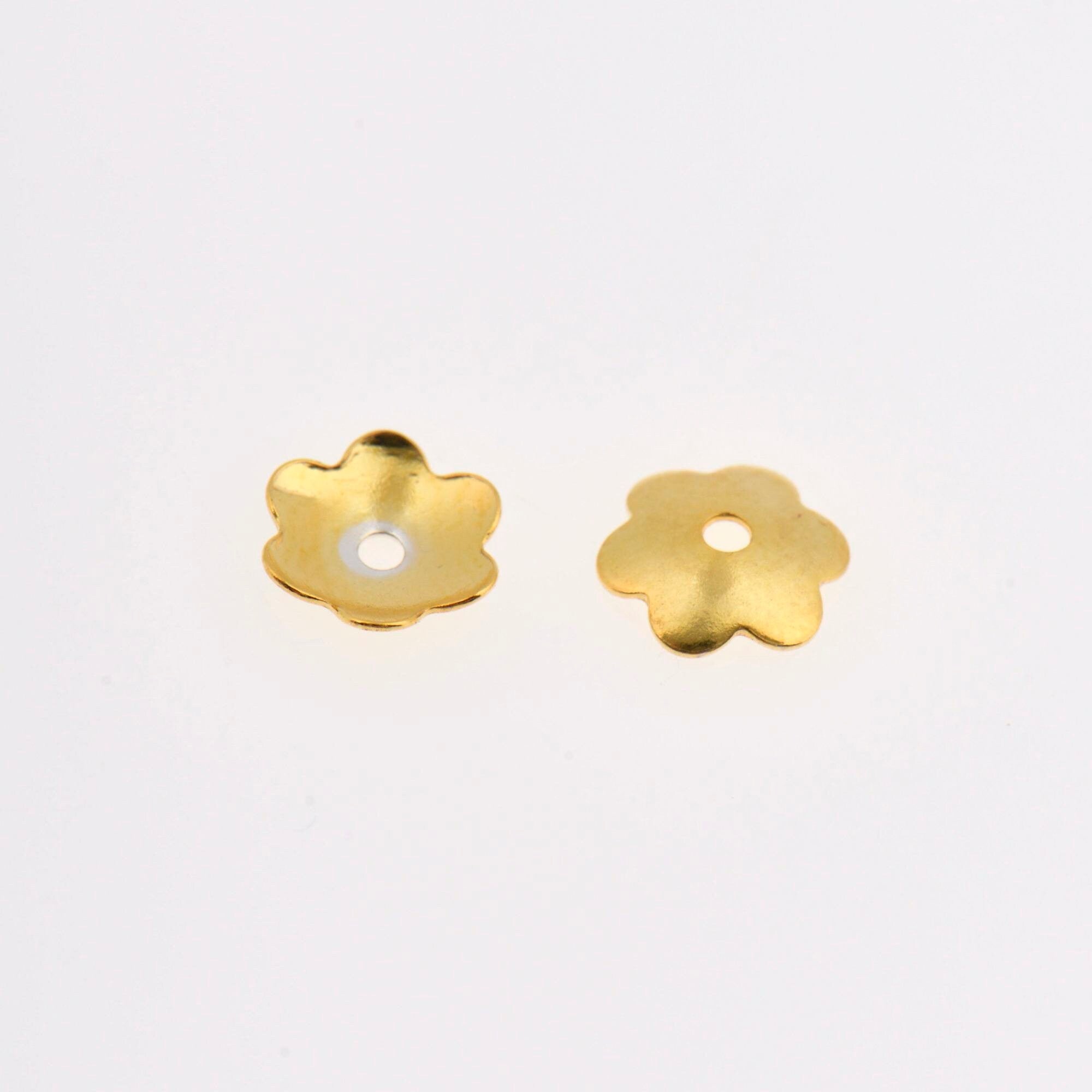 24K Gold Vermeil 6.5mm Plain Bead Caps, Gold Plated Shiny Plain Bead Caps, 925 Silver Bead Caps in Gold, Jewelry Spacer Bead Caps, VM14C