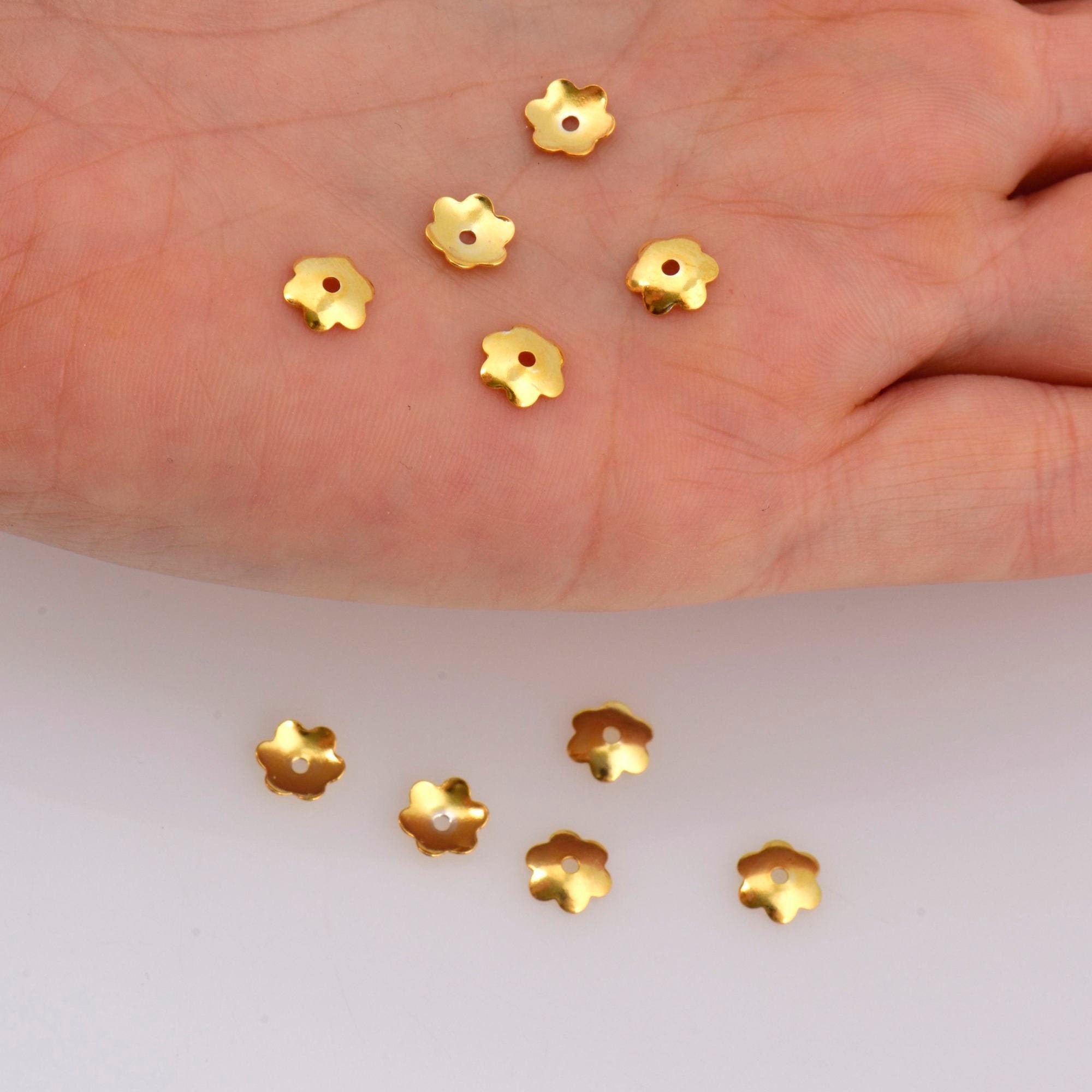 24K Gold Vermeil 6.5mm Plain Bead Caps, Gold Plated Shiny Plain Bead Caps, 925 Silver Bead Caps in Gold, Jewelry Spacer Bead Caps, VM14C