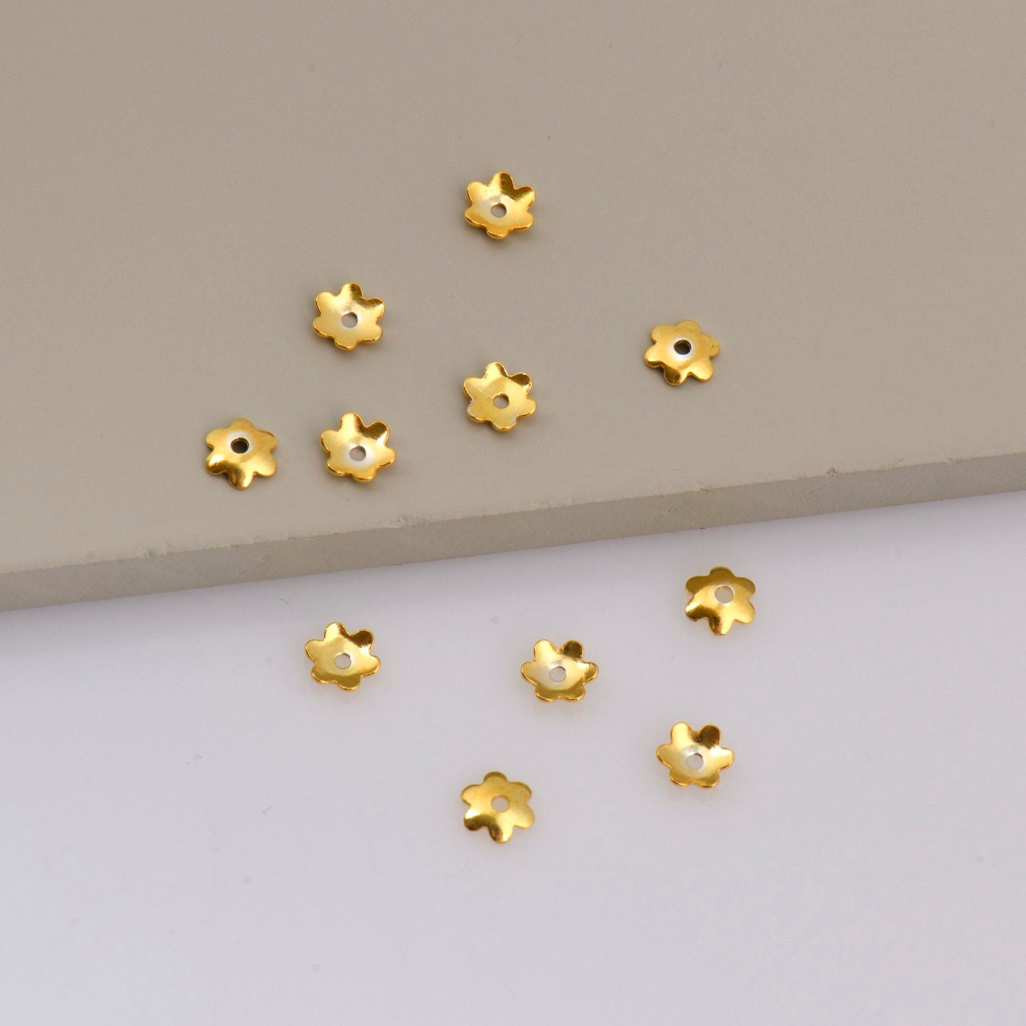 24K Gold Vermeil 6.5mm Plain Bead Caps, Gold Plated Shiny Plain Bead Caps, 925 Silver Bead Caps in Gold, Jewelry Spacer Bead Caps, VM14ABC