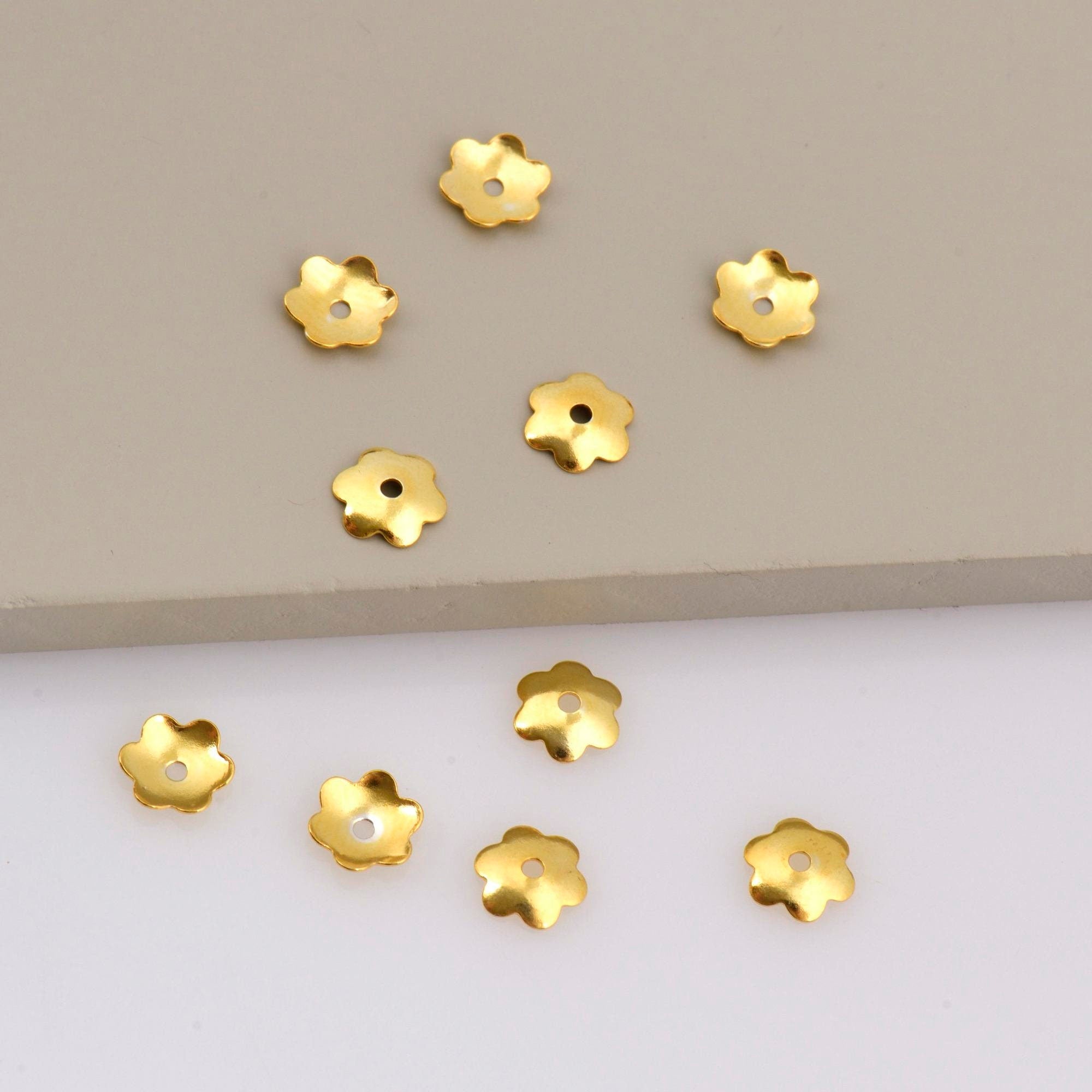 24K Gold Vermeil 6.5mm Plain Bead Caps, Gold Plated Shiny Plain Bead Caps, 925 Silver Bead Caps in Gold, Jewelry Spacer Bead Caps, VM14ABC