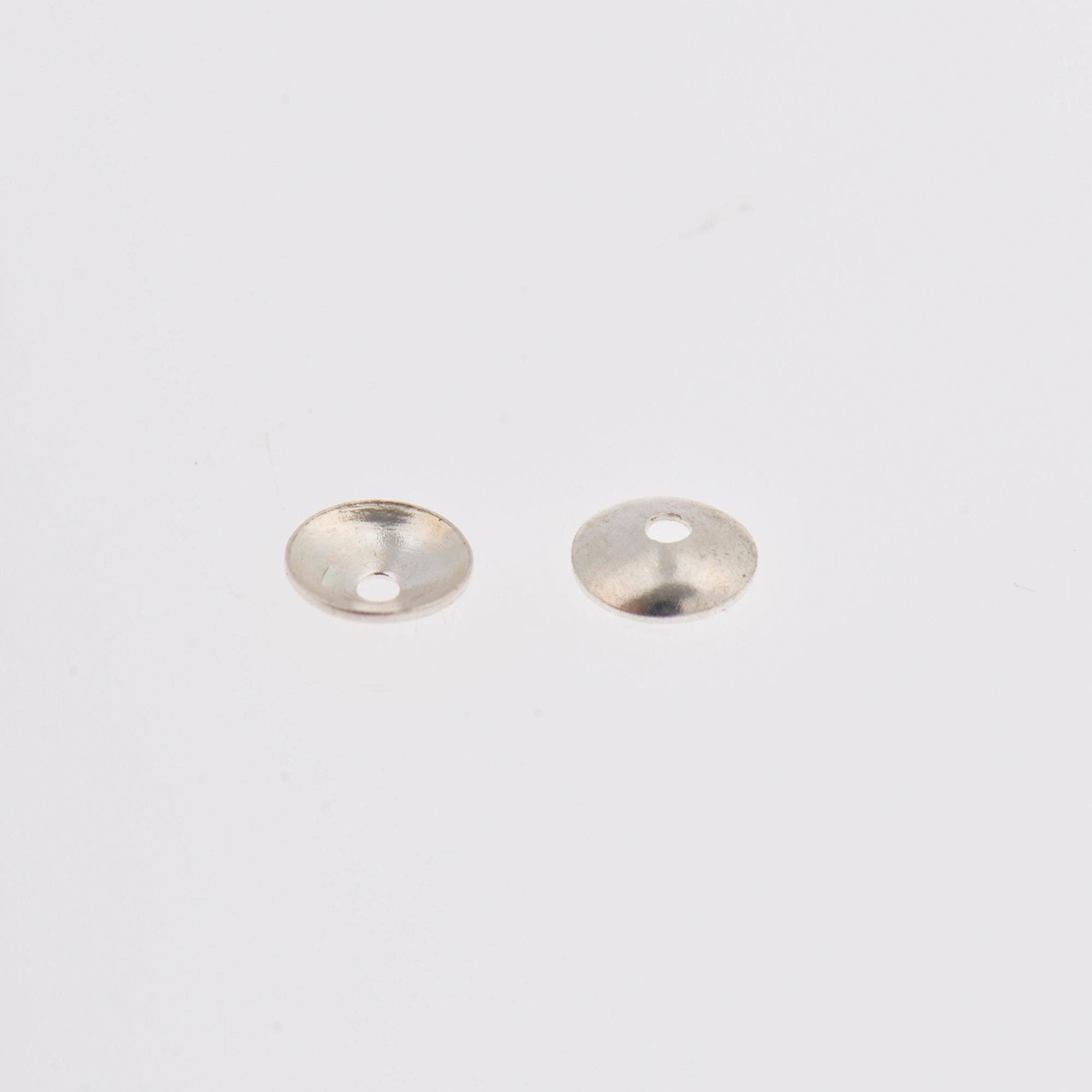 925 Silver 5.5mm Shiny Round Bead Caps, Solid Silver Plain Round Bead Caps, Smooth Silver Round Spacer Bead Caps, Jewelry Craft Supply, M15B