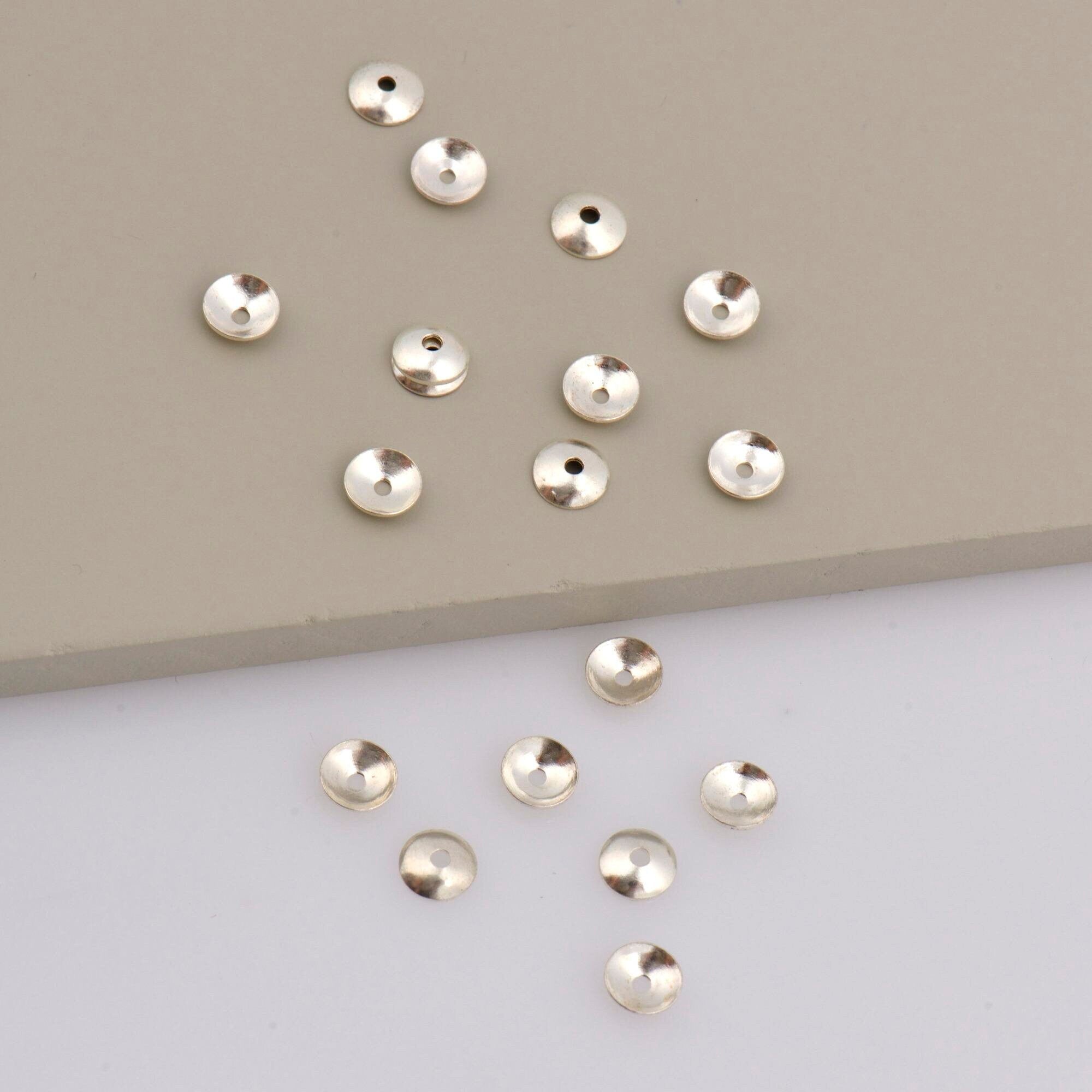 925 Silver 5.5mm Shiny Round Bead Caps, Solid Silver Plain Round Bead Caps, Smooth Silver Round Spacer Bead Caps, Jewelry Craft Supply, M15B