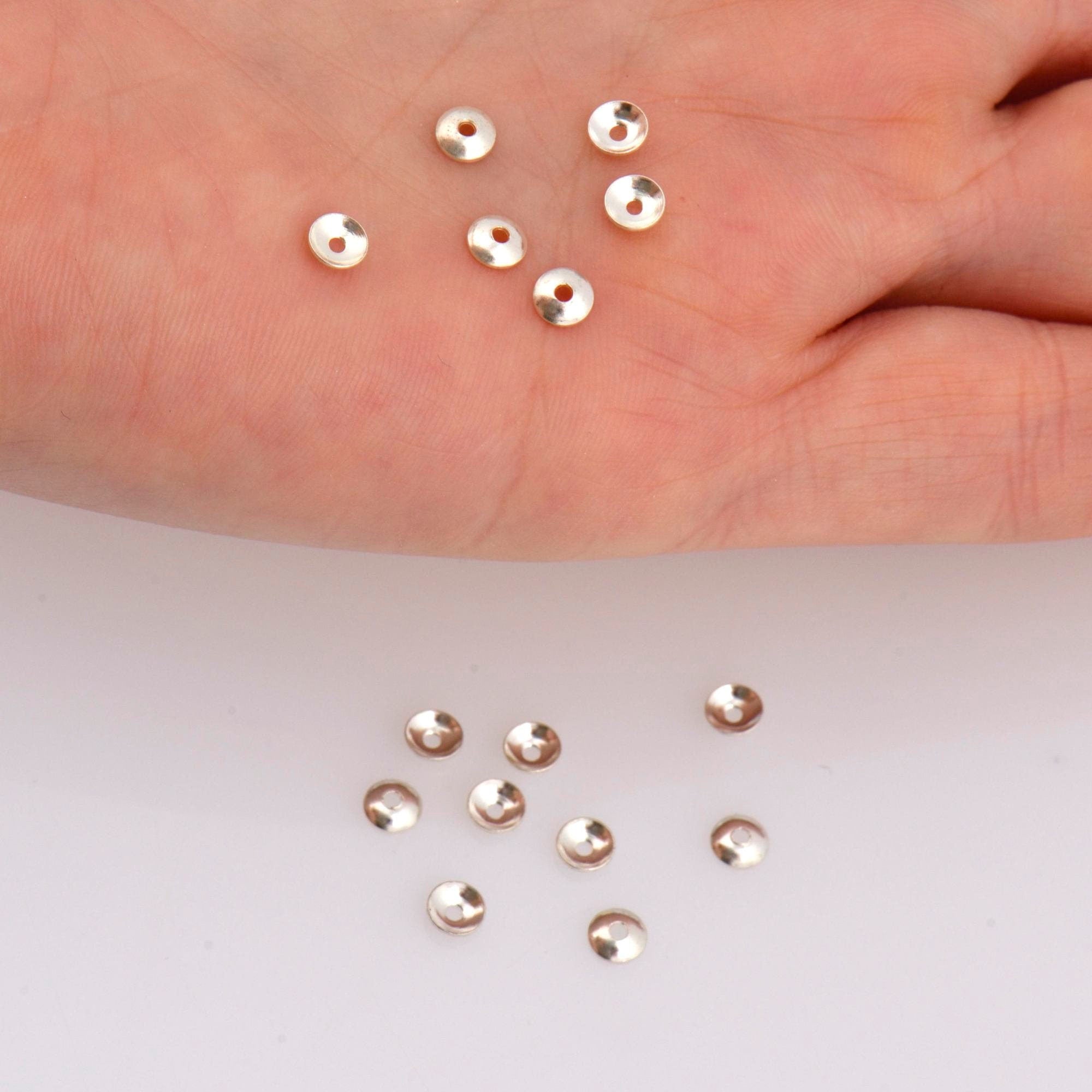 925 Silver Plain 4mm to 7mm Round Bead Caps, Solid Silver Shiny Round Bead Caps, Smooth Round Spacer Bead Caps, Jewelry Supply, M15A-C