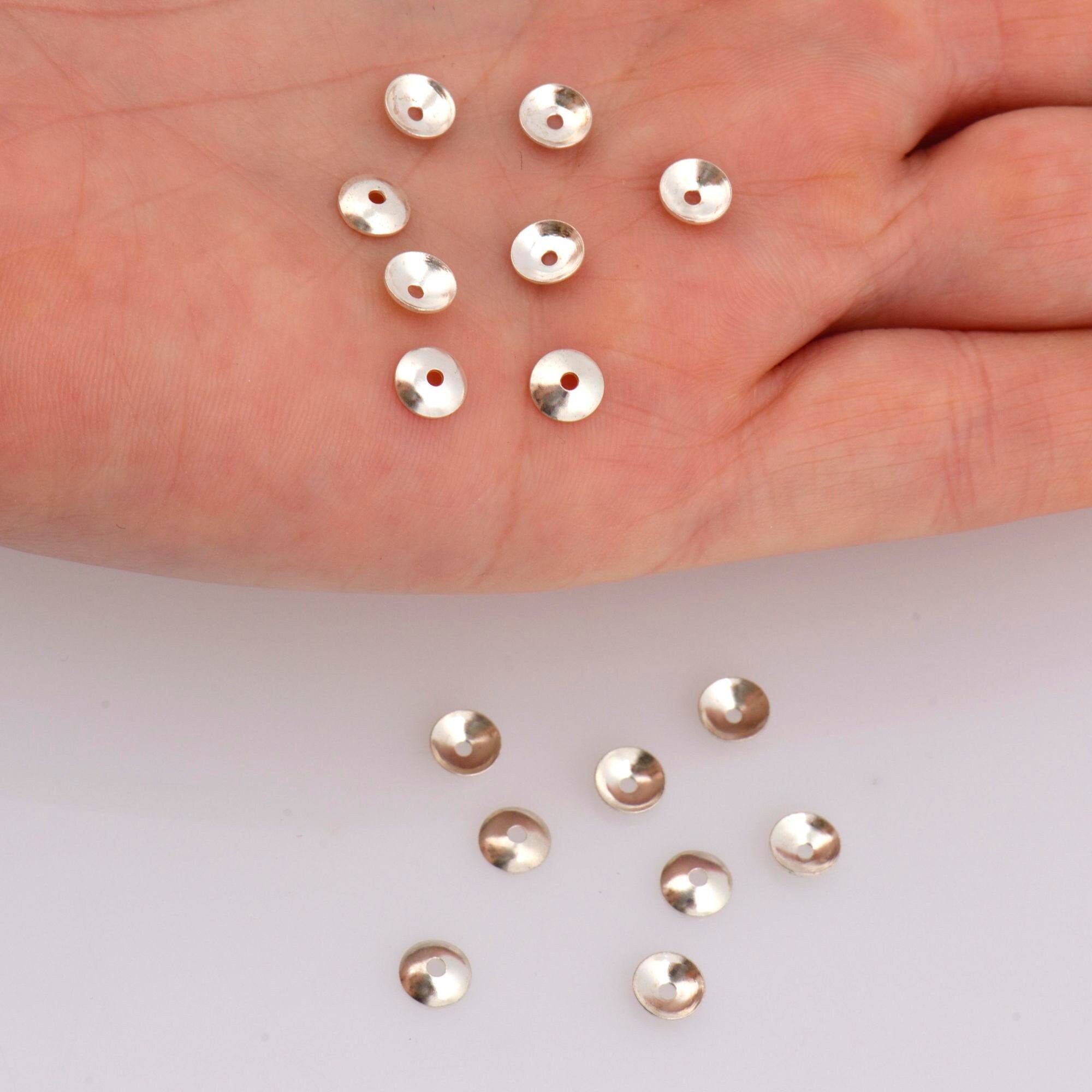 925 Silver Plain 4mm to 7mm Round Bead Caps, Solid Silver Shiny Round Bead Caps, Smooth Round Spacer Bead Caps, Jewelry Supply, M15A-C