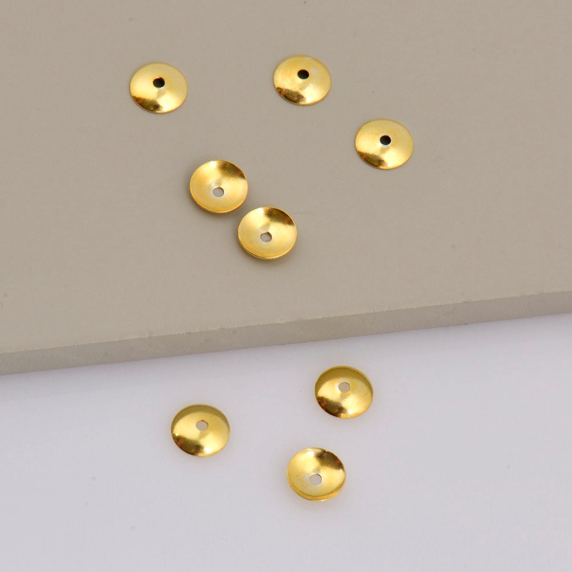 24K Gold Vermeil Plain Round Bead Caps, Gold Plated Shiny Round Bead Caps, 925 Silver Spacer Bead in Gold, Jewelry Making Supply, VM15C