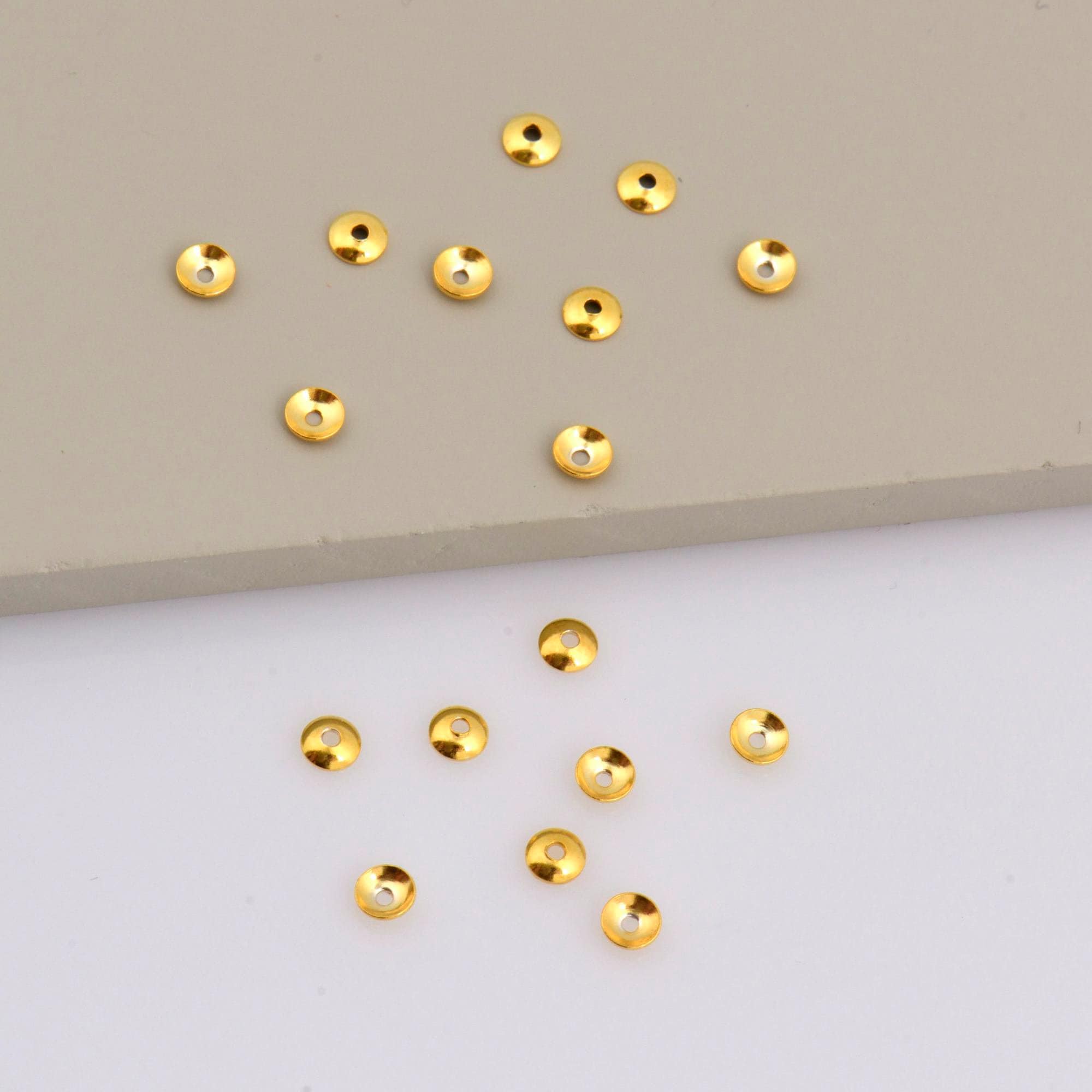 925 Sterling Silver & 24K Gold Vermeil Plain Round Bead Caps, Shiny Round Bead Caps, Round Spacer Bead Caps, Jewelry Making, V/M15A-B-C