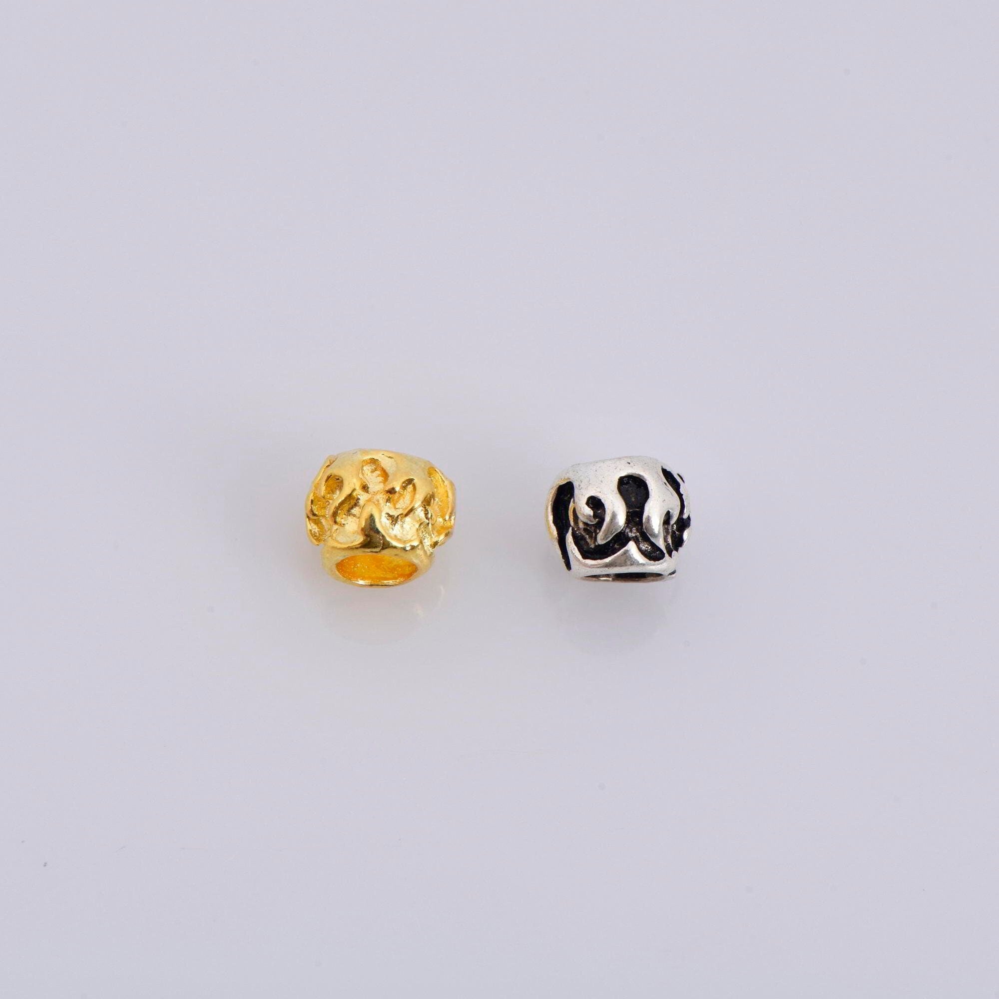 24K Gold Vermeil & 925 Silver Tube Beads, Antique Silver Tube Beads, Gold Plated Spacer Tube Beads, Silver Tube Beads, Jewelry Making, V/M16