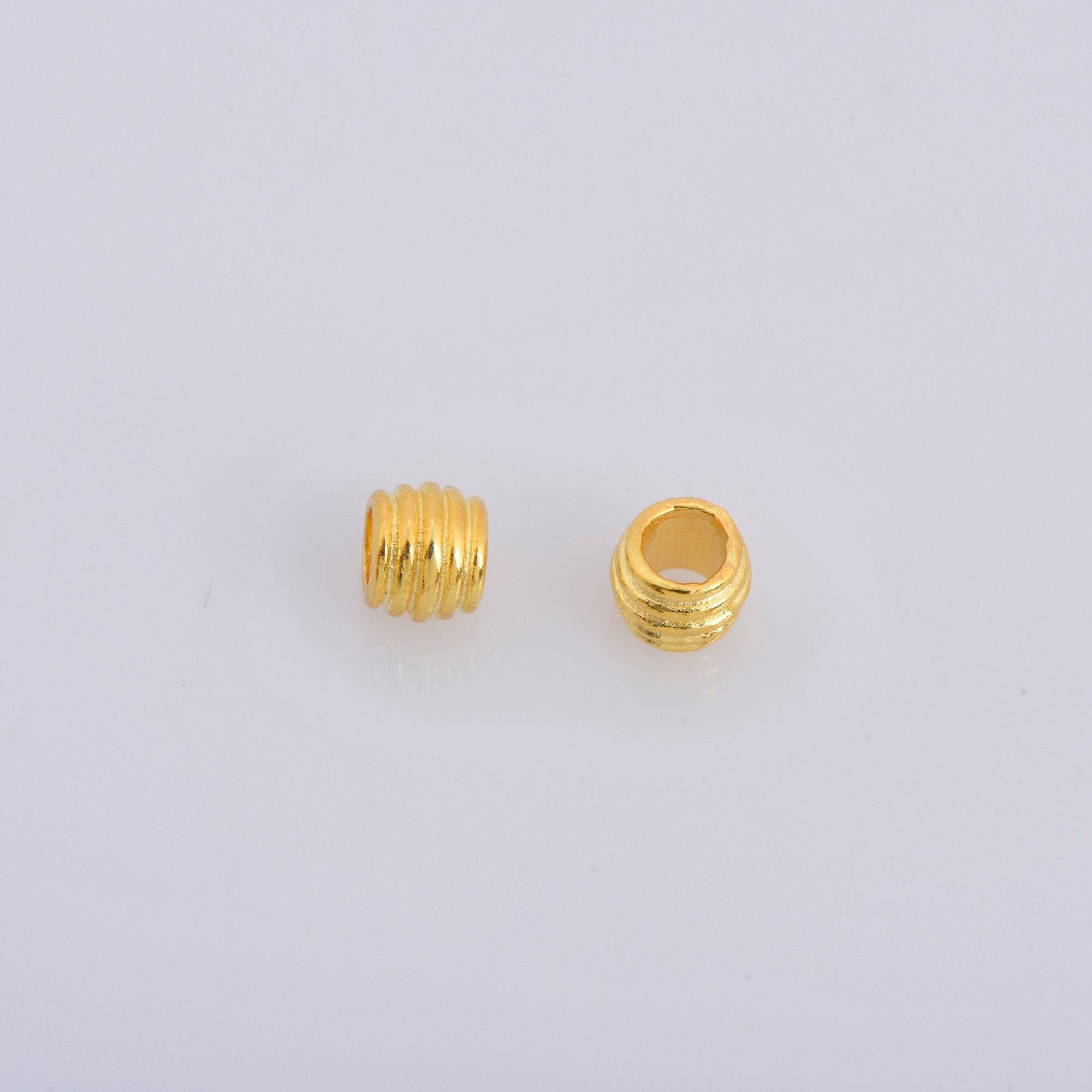 24K Gold Vermeil Tube Beads, Gold Plated Coiled Tube Beads, 925 Silver Spacer Tube Beads in Gold, Silver Tube Beads For Jewelry Making, VM19