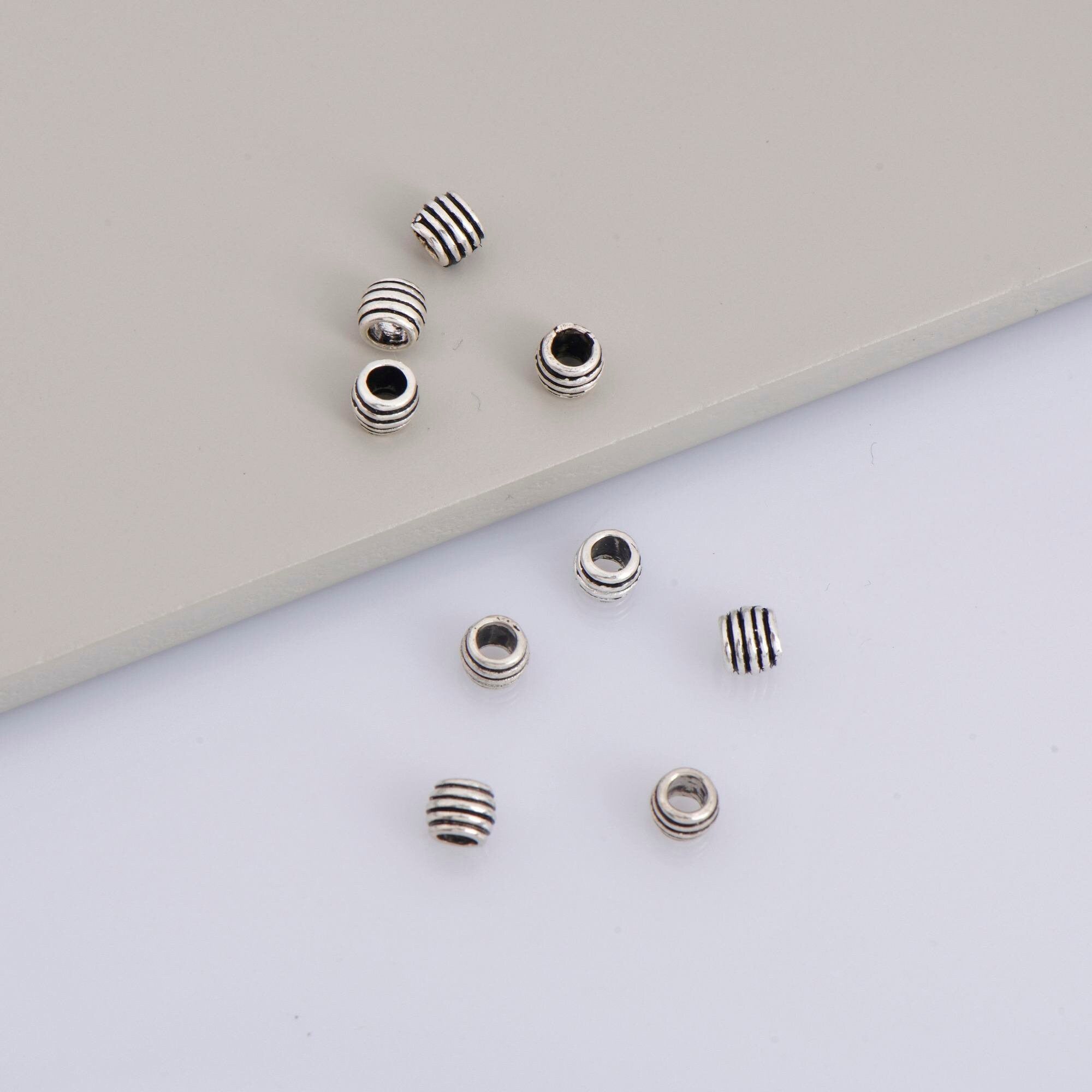 925 Sterling Silver Tube Beads, Antique Silver Coiled Tube Beads, Spacer Tube Beads, Oxidized Silver Tube Beads For Jewelry Making, M19
