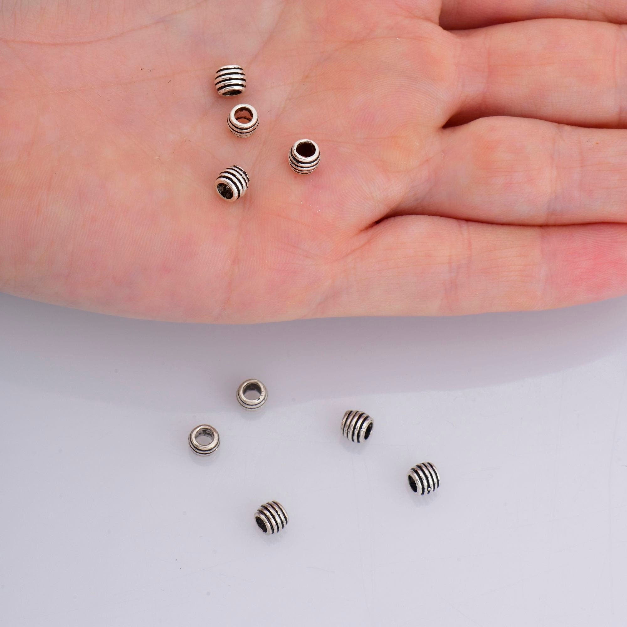 925 Sterling Silver Tube Beads, Antique Silver Coiled Tube Beads, Spacer Tube Beads, Oxidized Silver Tube Beads For Jewelry Making, M19