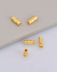 24K Gold Vermeil Tube Beads, Gold Plated Flower Tube Beads, 925 Silver Spacer Tube Beads in Gold, Silver Tube Beads For Jewelry Making, VM21
