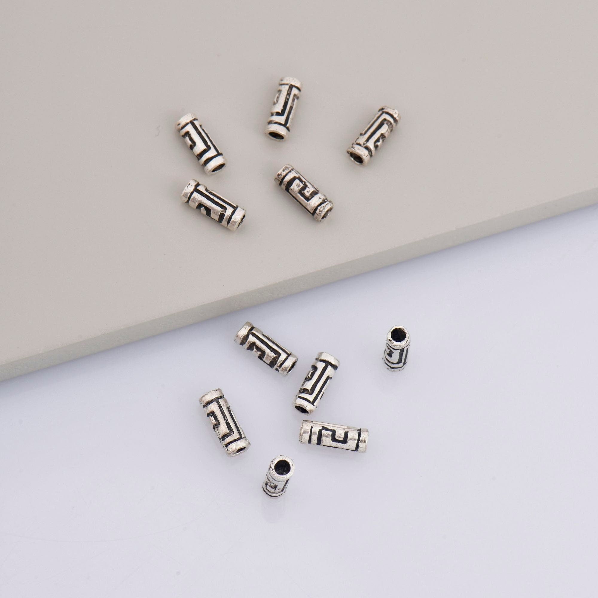 925 Sterling Silver Spiral Tube Beads, Antique Silver Tube Beads, Spacer Tube Beads, Oxidized Silver Tube Beads For Jewelry Making, M23