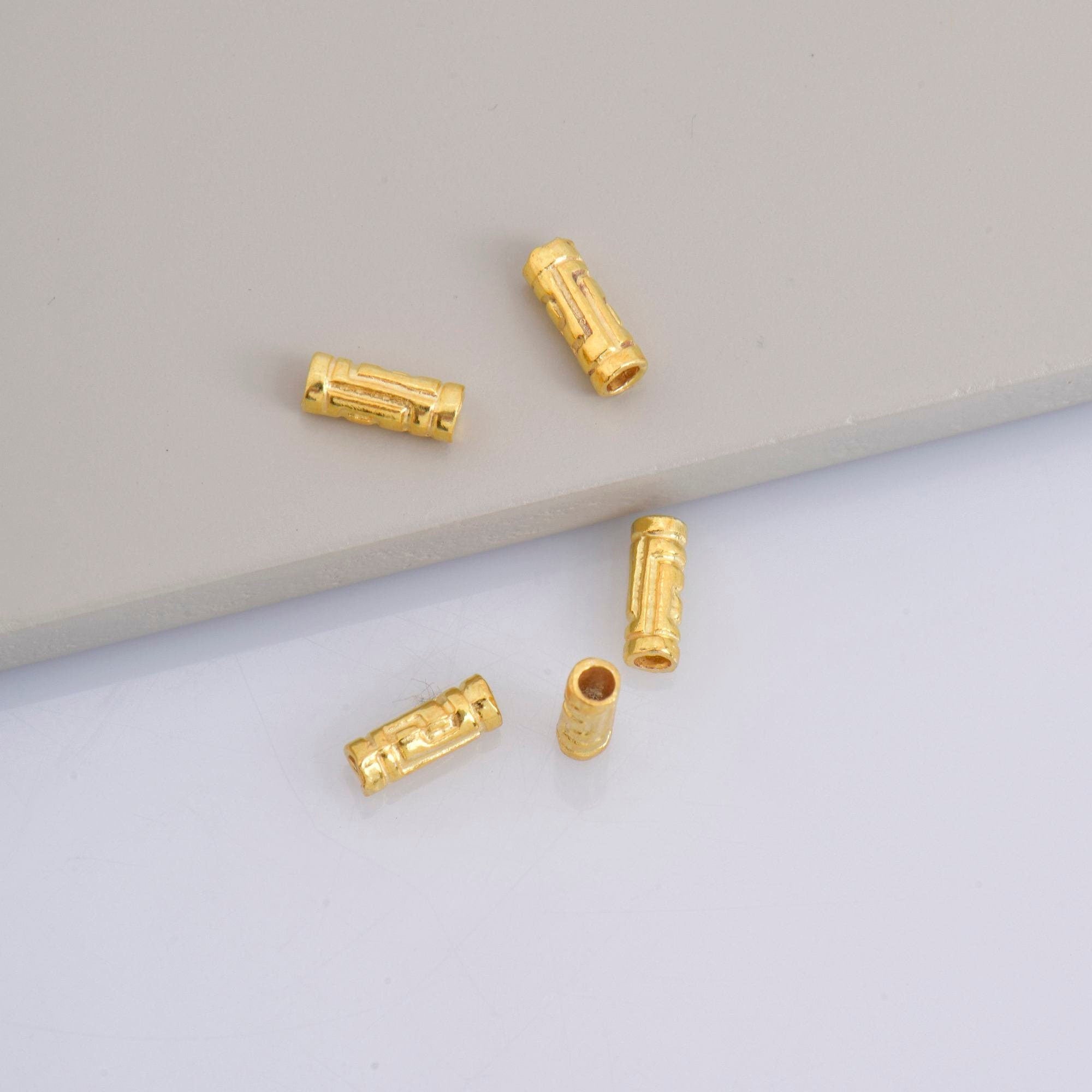 24K Gold Vermeil & 925 Silver Spiral Tube Beads, Gold Antique Tube Beads, Spacer Tube Beads, Silver Tube Beads For Jewelry Making, VM23